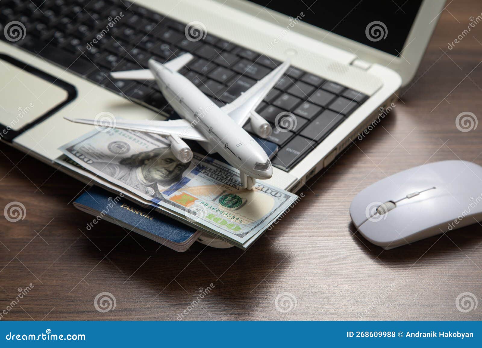 Toy Airplane with a Laptop Computer Stock Photo Image of