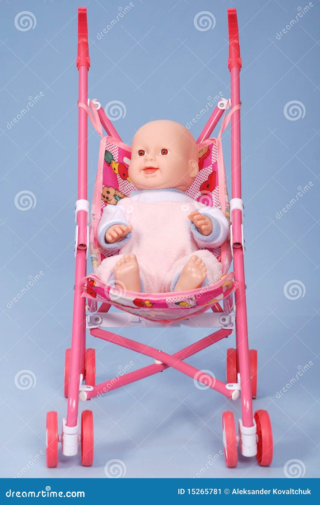 Toy Baby Buggy on Blue Background. Stock Image Image of toddler, blue