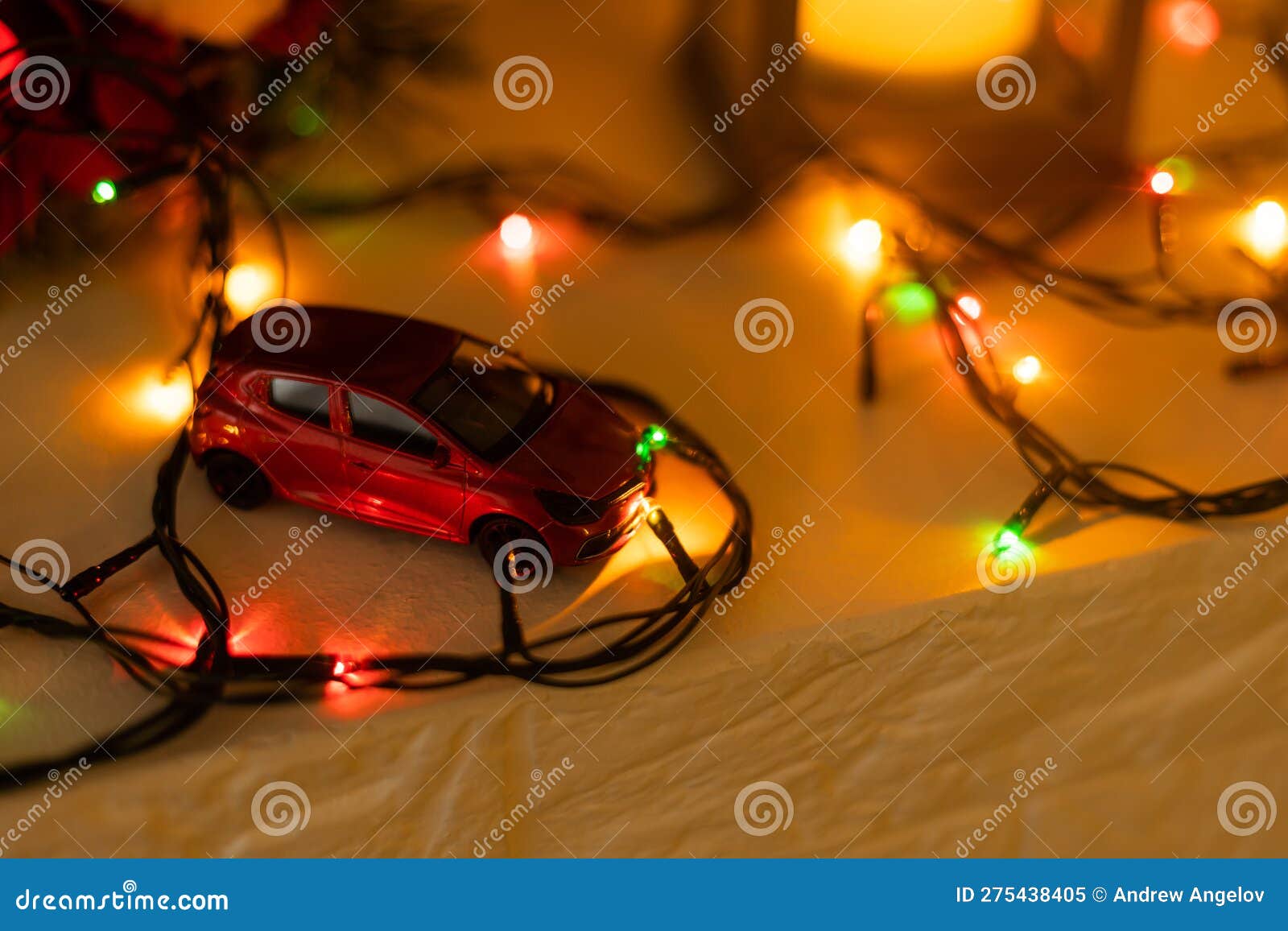 Toy Car with Garland in the Background Stock Image Image of garland