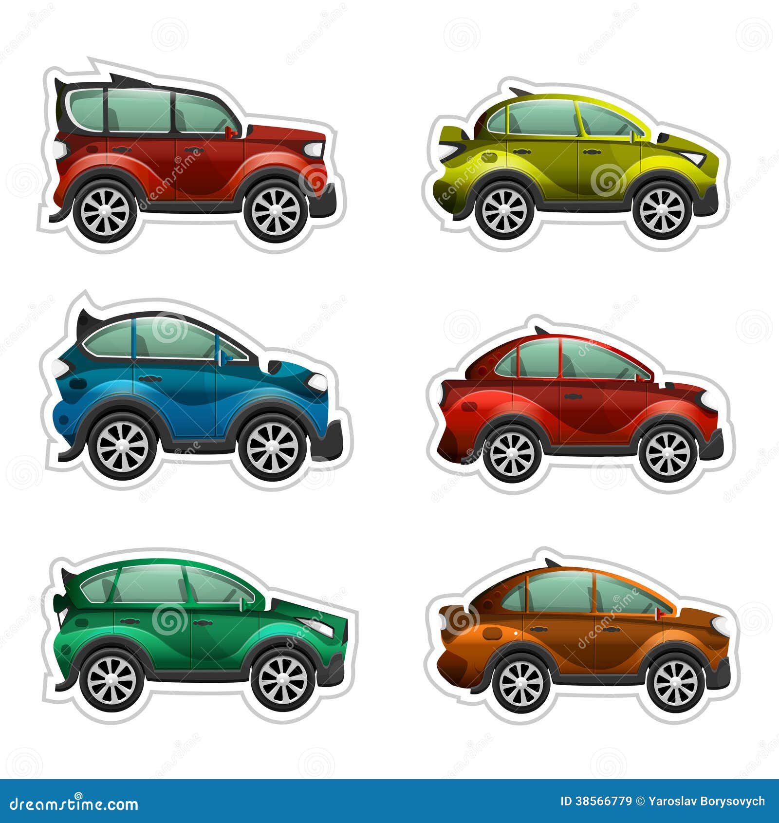 Toy cars stickers stock vector. Illustration of hatchback 38566779
