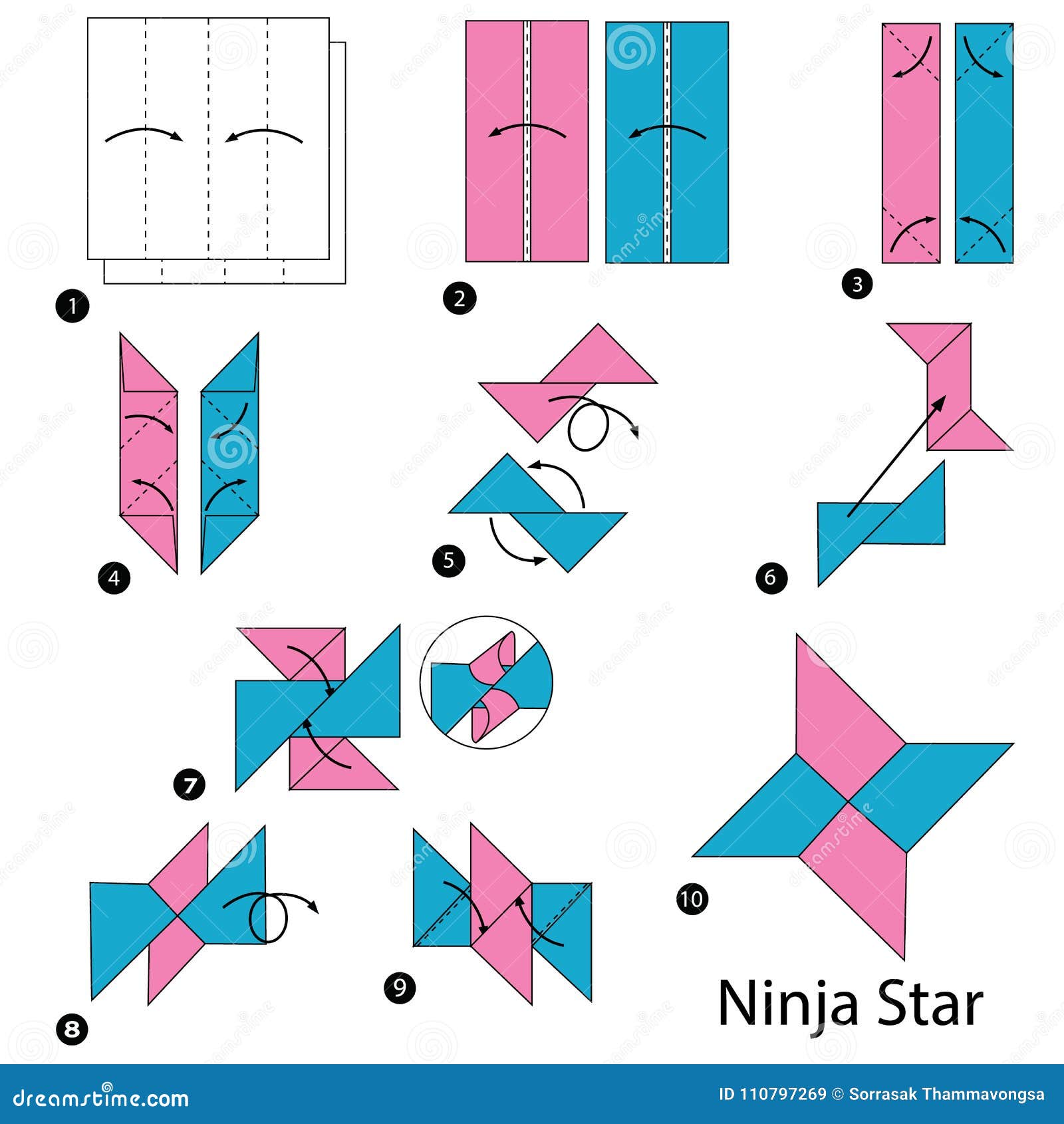 step by step instructions how to make origami a ninja star