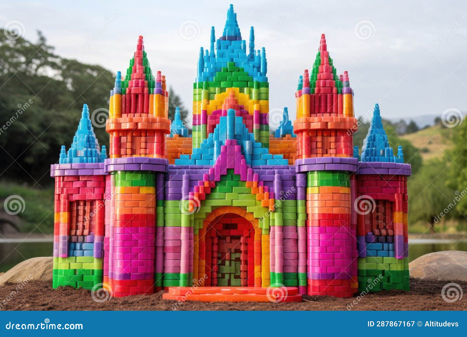 Toy Castle Made of Colorful Plastic Bricks Stock Image Image of castle, generated 287867167