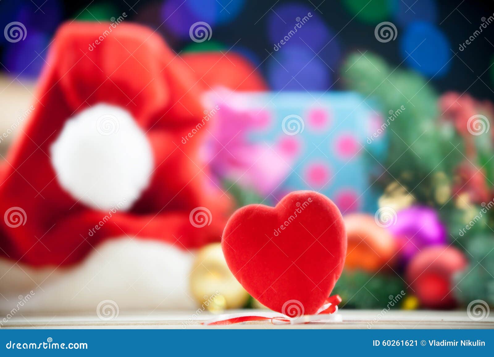 Toy on Christmas Lights Background. Stock Image Image of background