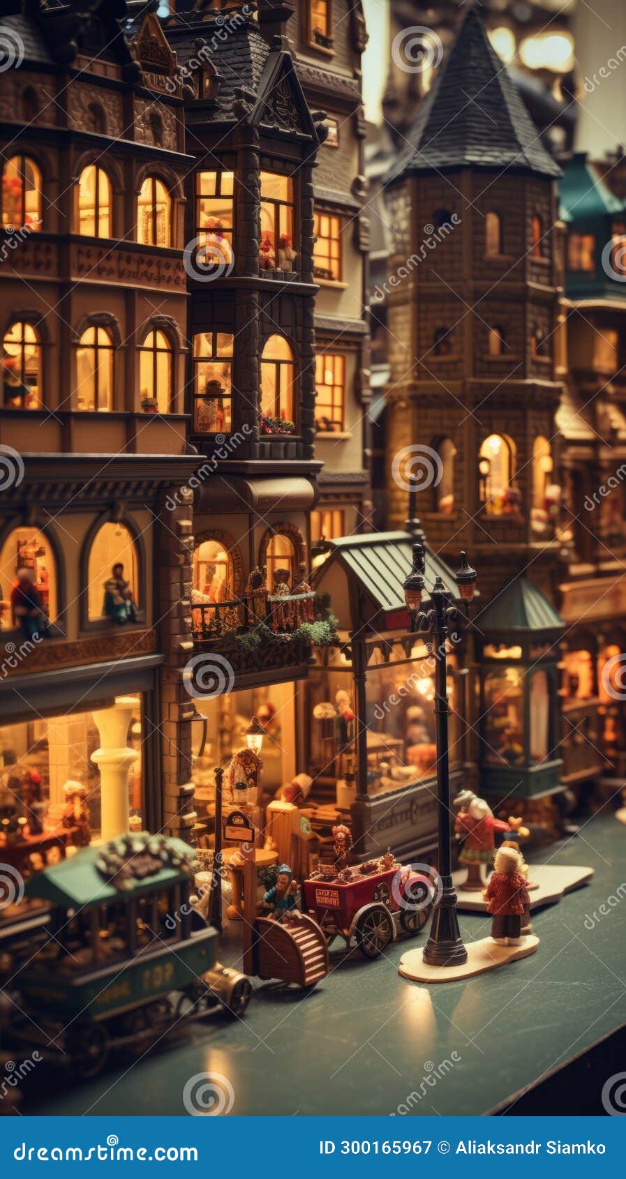 A Toy City with Buildings and People Stock Illustration Illustration