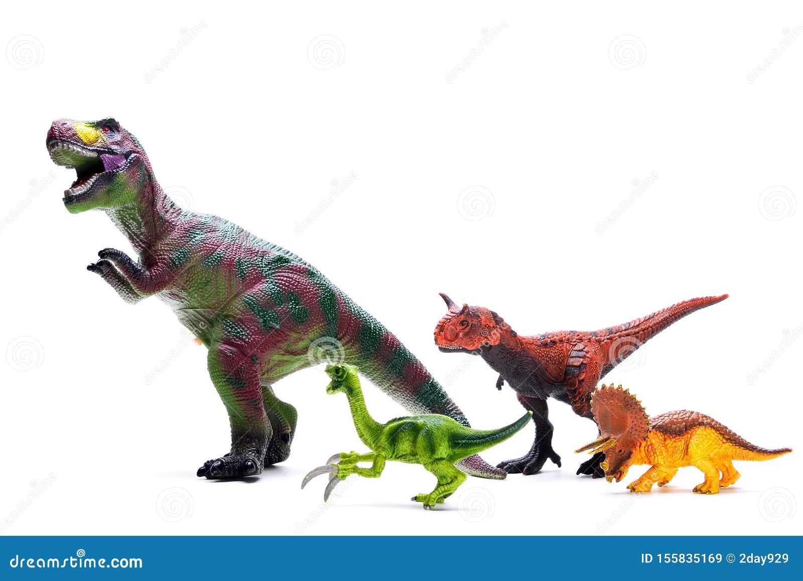 toy dinosaurs on white, object