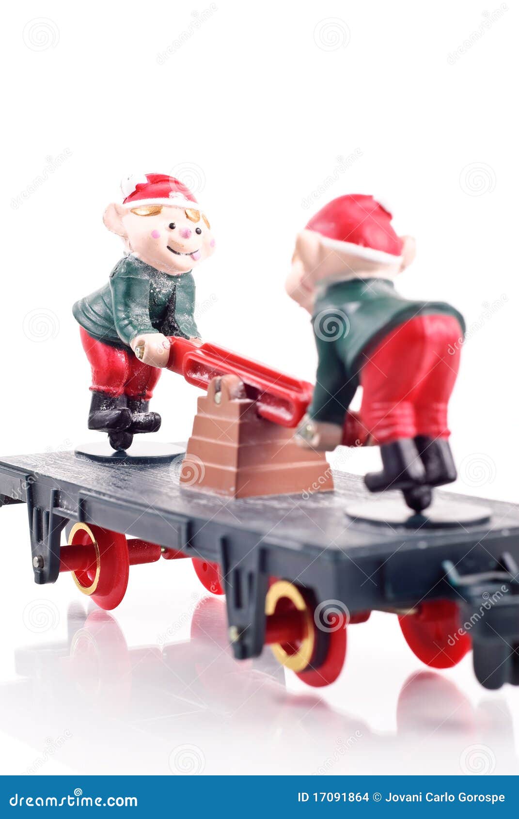 Toy Elves on Train Caboose stock photo. Image of 17091864