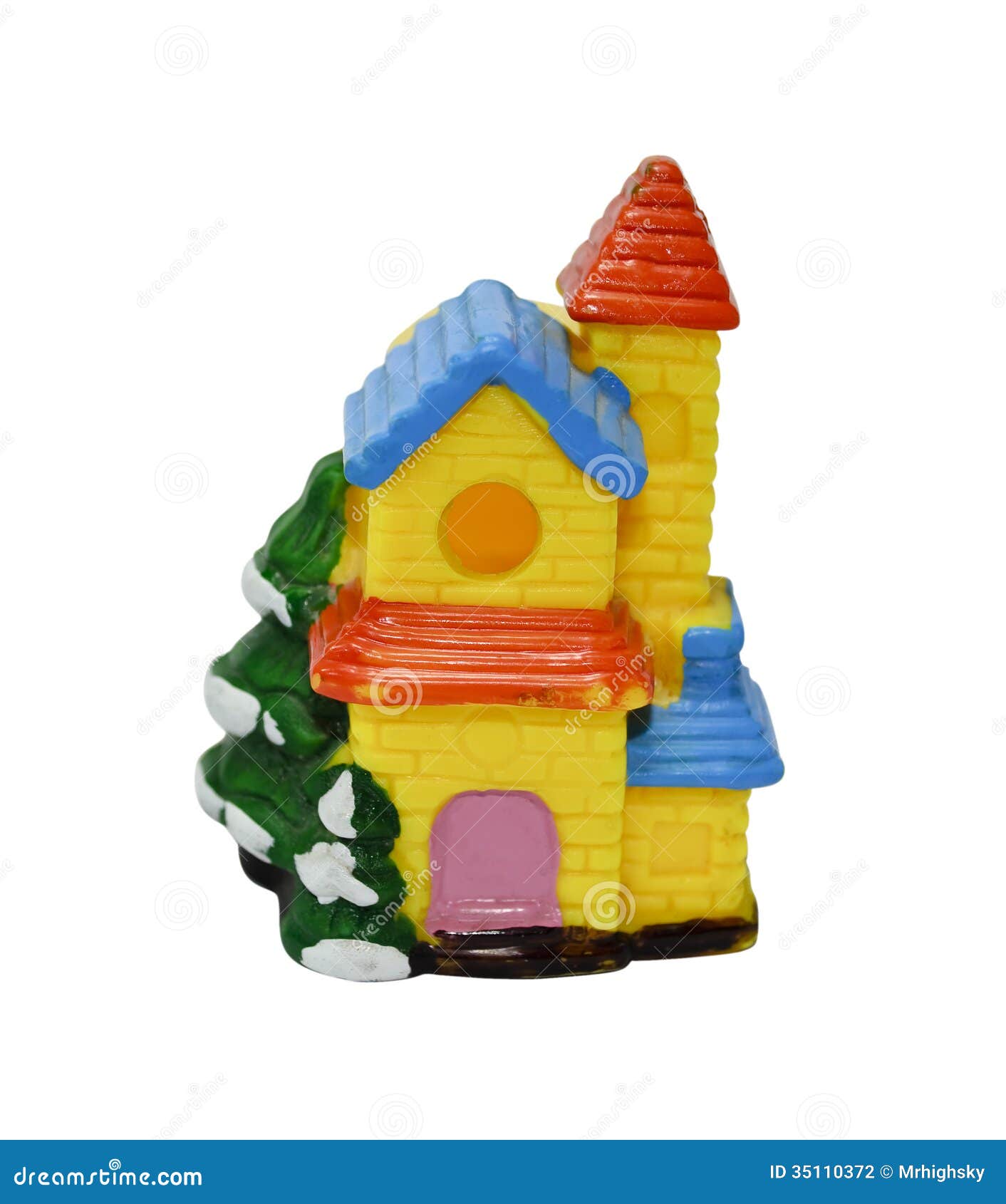 Toy House stock foto. Image of geïsoleerd, toren, geel 35110372