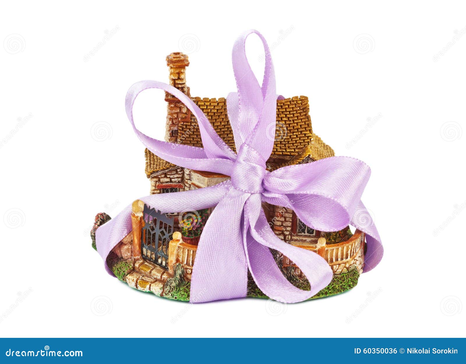 House Gift. Mansion With Ribbon And Bow. 3d Stock Photo, Picture and  Royalty Free Image. Image 17875676.