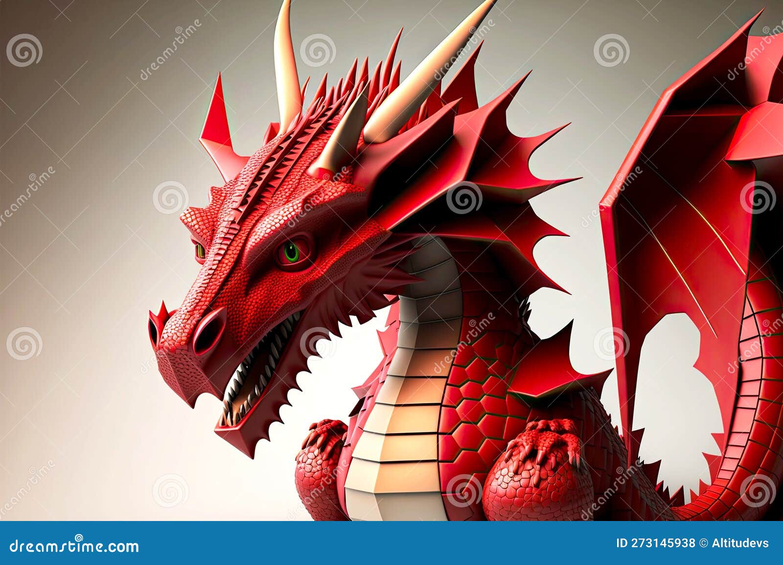 Toy Image of Red Dragons with Open Mouth Stock Illustration