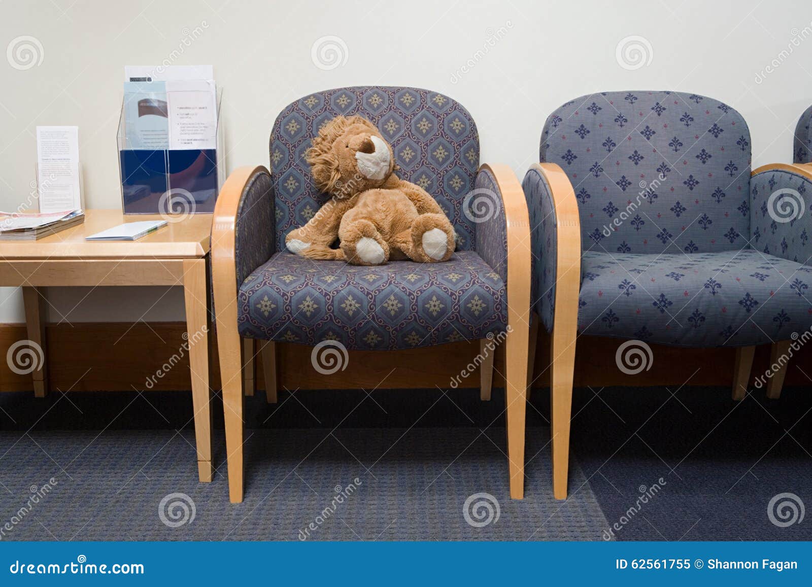 toy lion in hospital waiting room