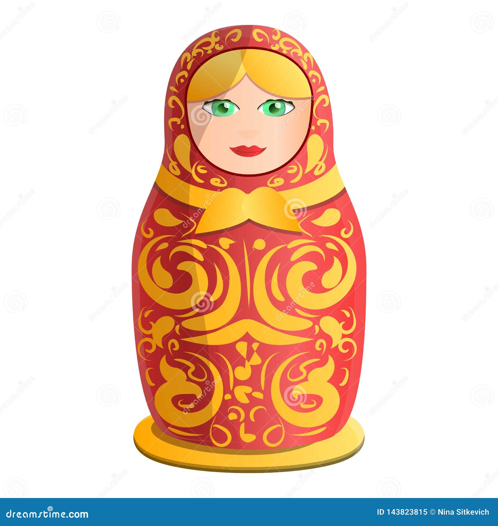Toy Nesting Doll Icon, Cartoon Style Stock Vector Illustration of