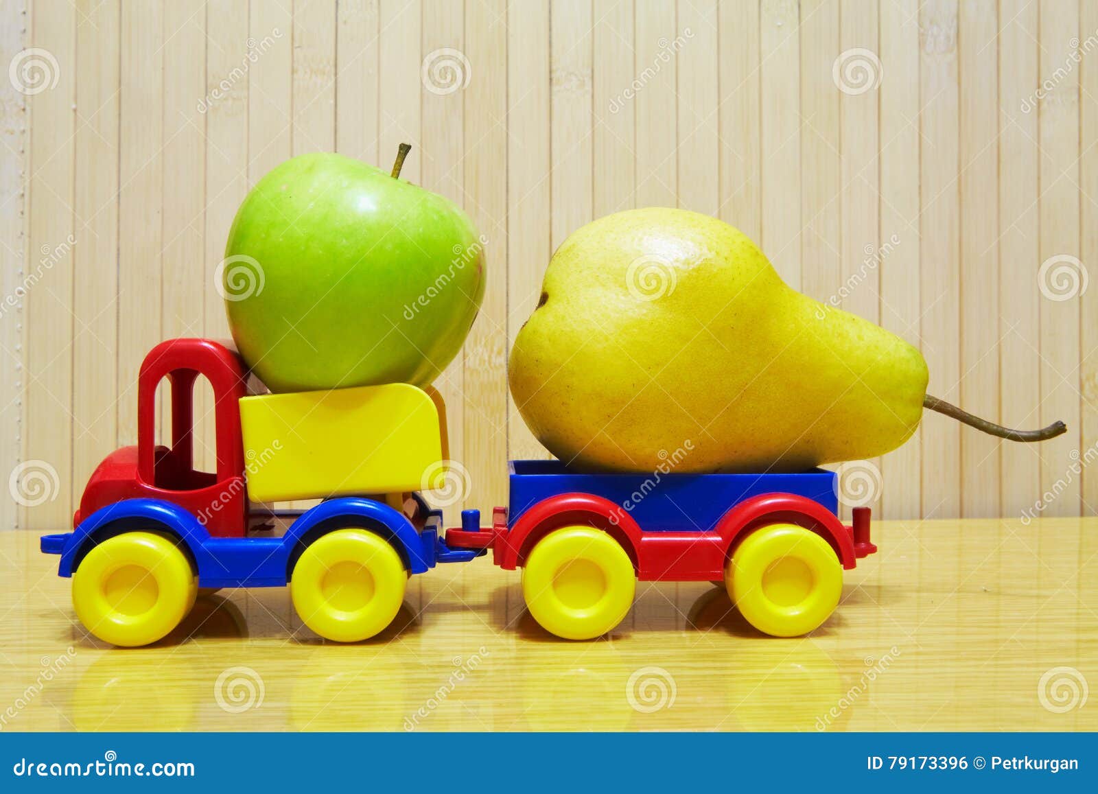 Toy Plastic Car with Apple and Pear Stock Photo Image of organic