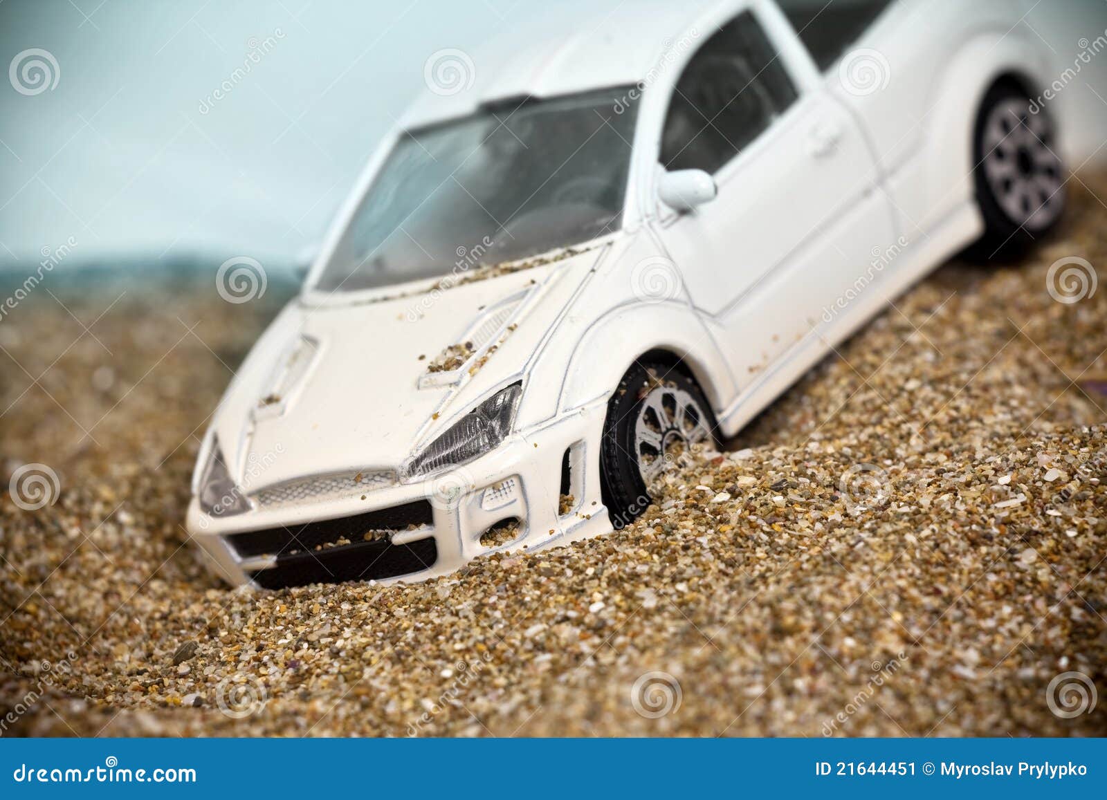 Toy Racing Car Crashed into a Sanddune and Slips Stock Image Image