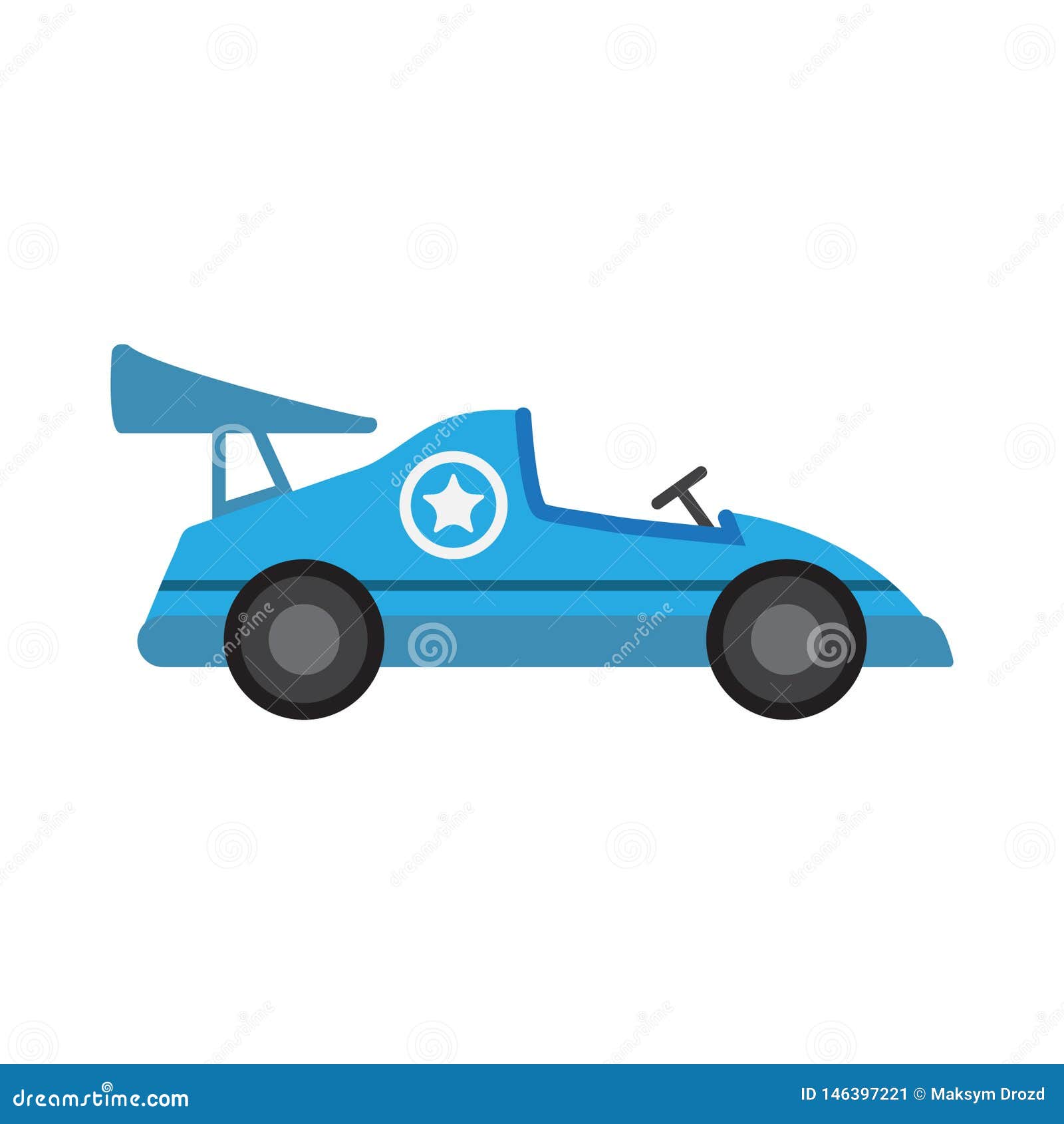 Toy Racing Car, Flat Vector 