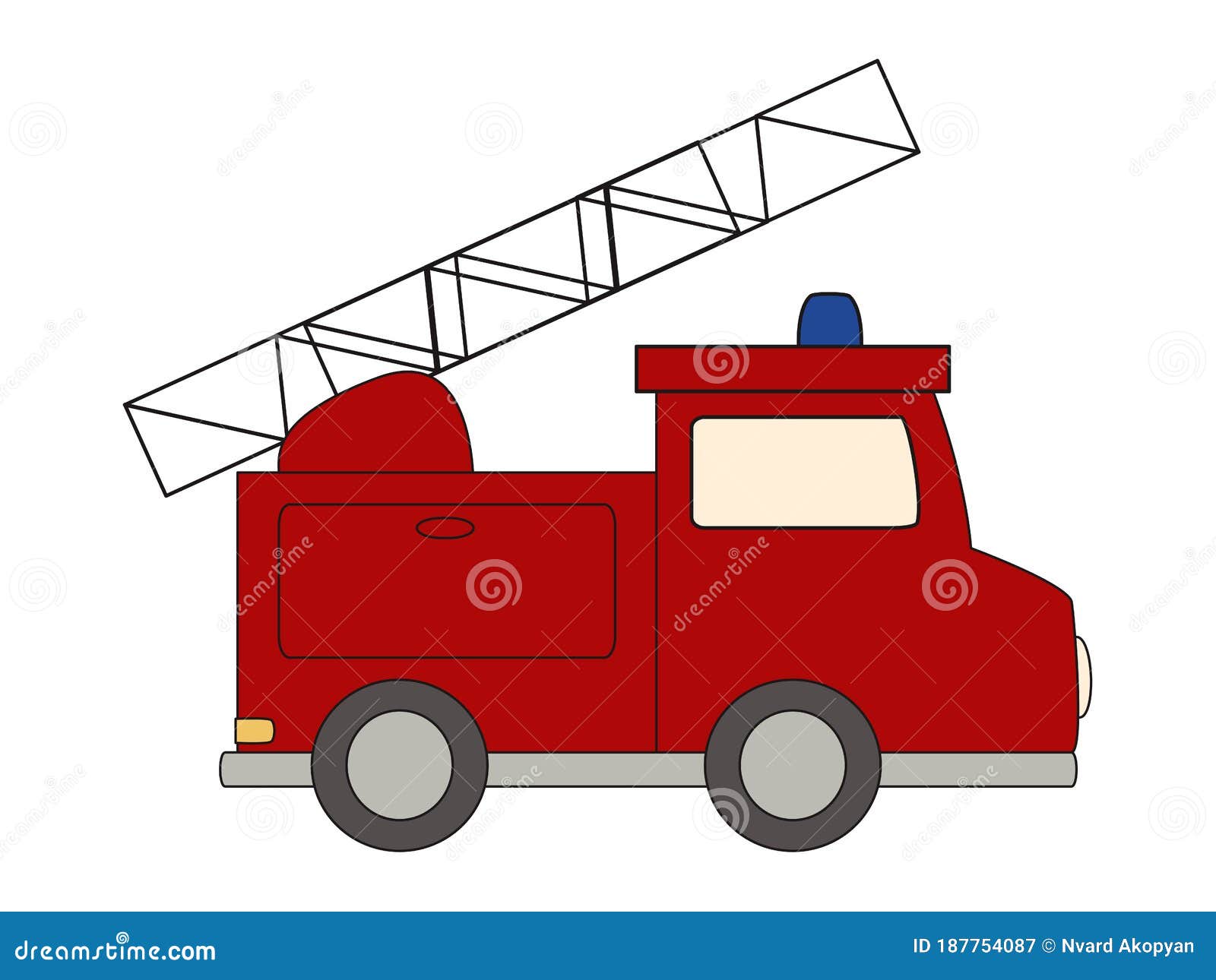 Toy Fire Truck. Cartoon Vector Illustration Stock Vector - Illustration of  transport, emergency: 187754087