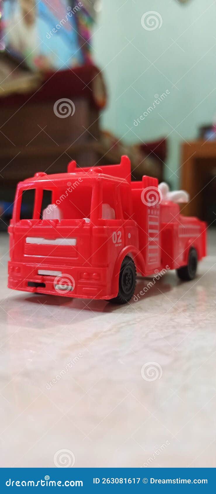 Toy red truck /firefighter stock image. Image of vehicle 263081617