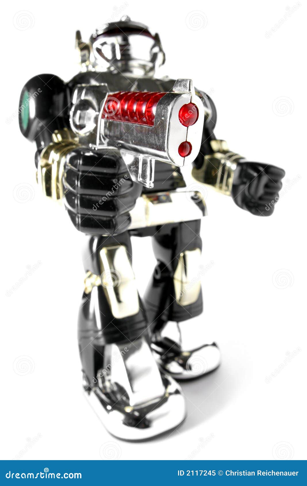 Toy Robot With Gun Fisheye Pic Stock Image - Image: 2117245