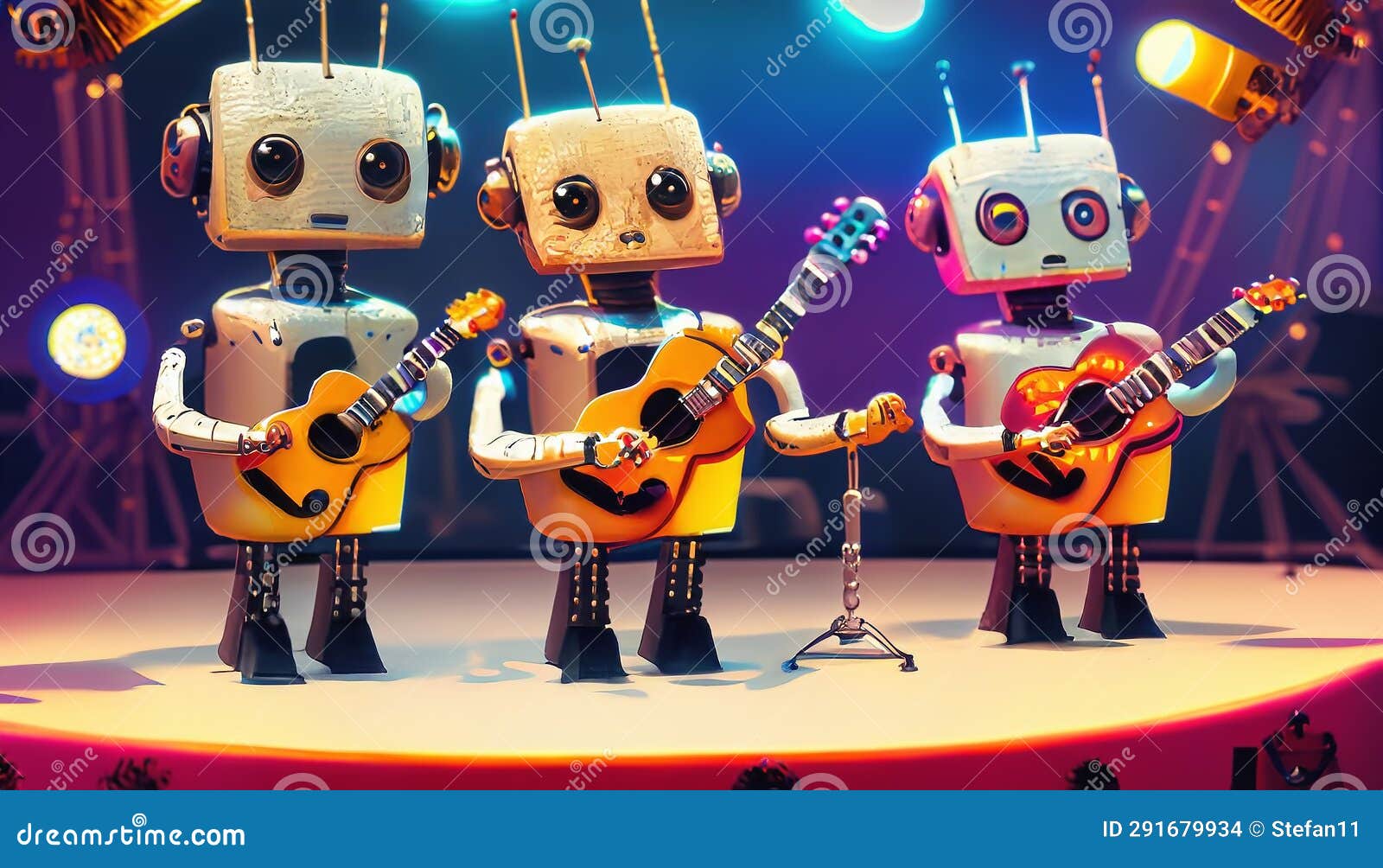 Toy robots concert stock illustration. Illustration of schedule 291679934