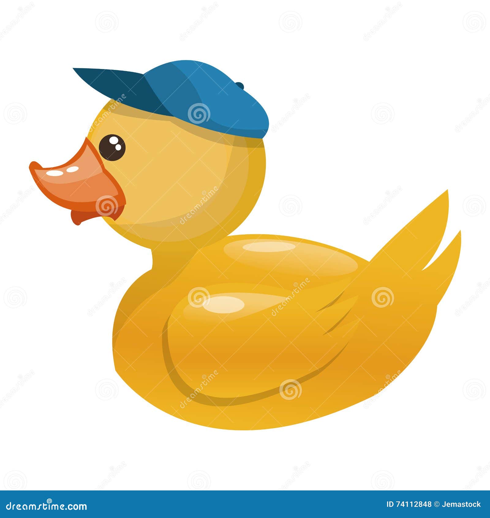 Toy Rubber Duck with Blue Hat Icon Stock Illustration Illustration of