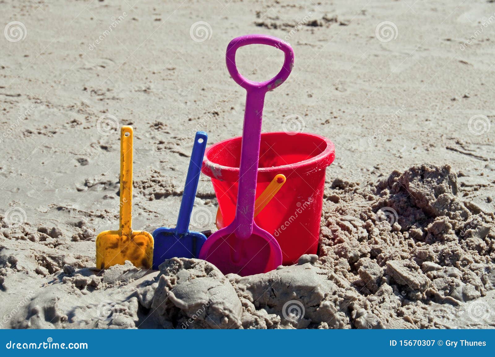 Toy shovels and bucket stock image. Image of shovels 15670307