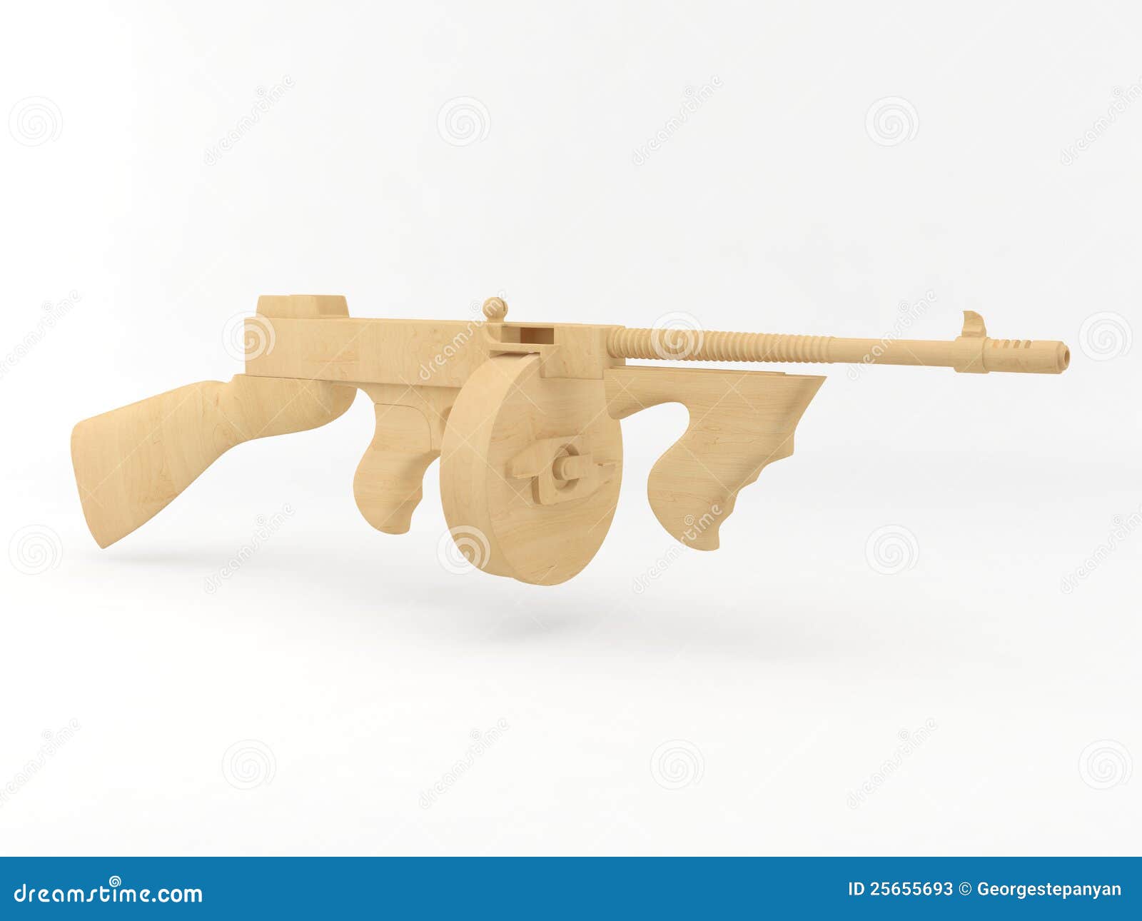 Toy tommy-gun stock image. Image of pistol, wood, white 