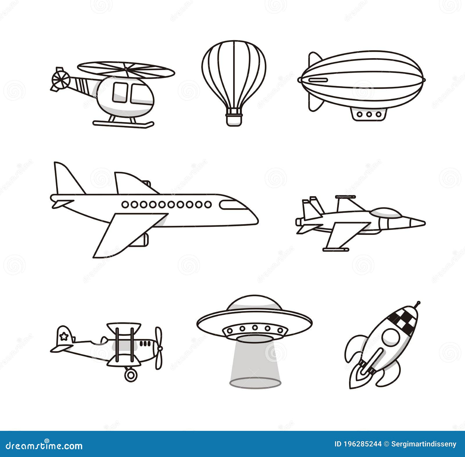 Coloring page No.1410 - Plane Vehicles Aerial vehicles