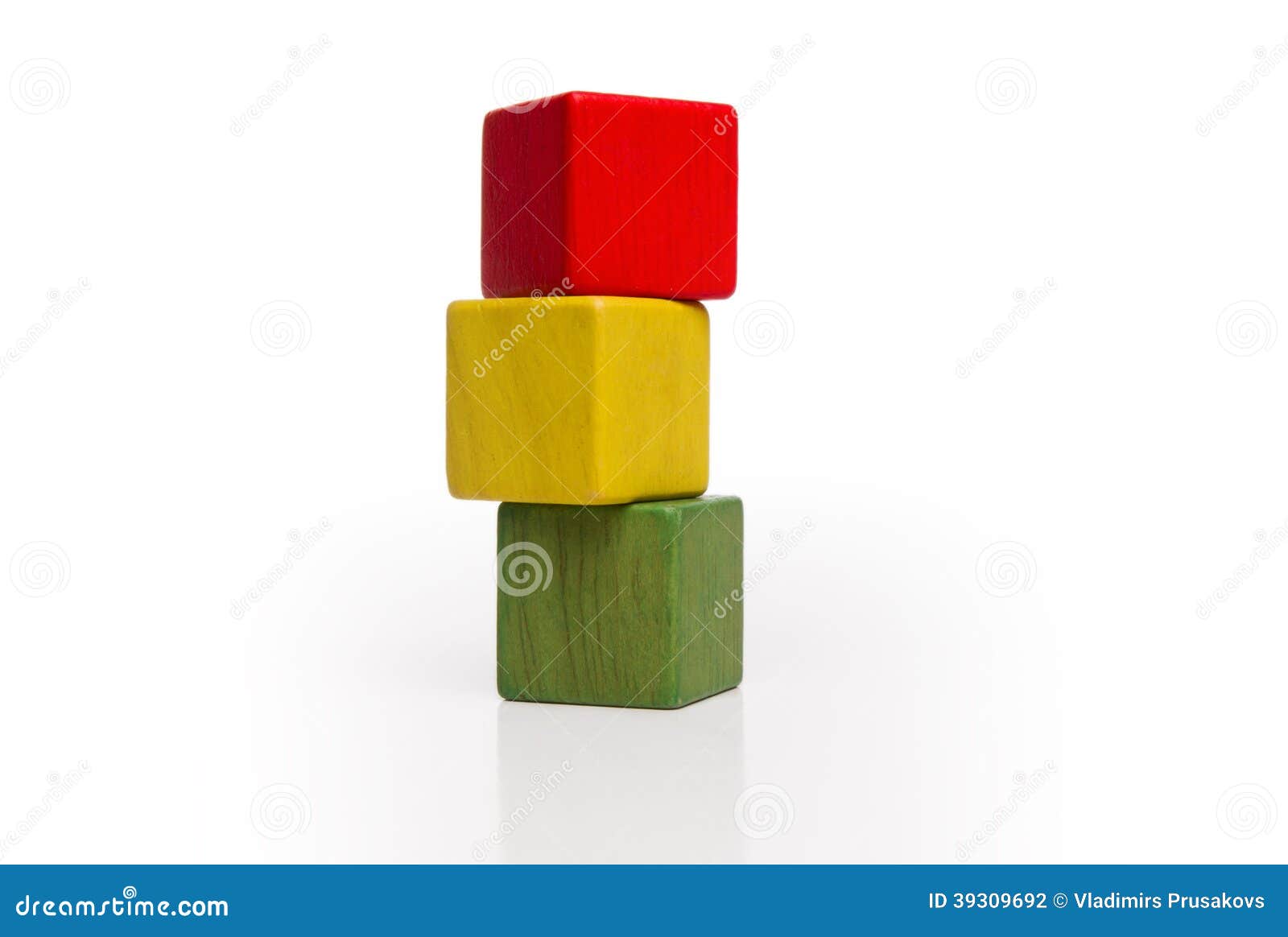 A stack of three plastic colored cubes isolated Vector Image