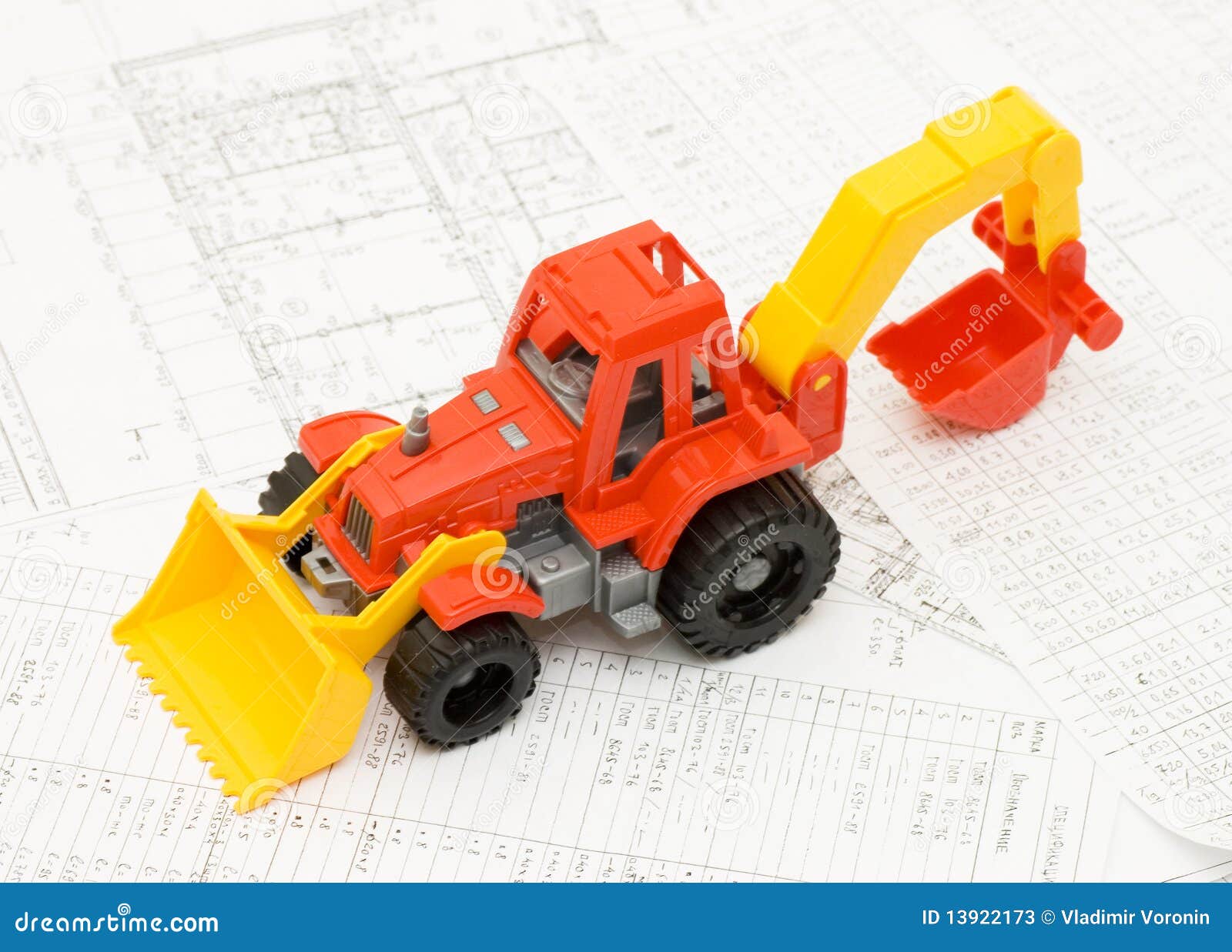 Toy Yellow Tractor on Projects Stock Image Image of machine, power