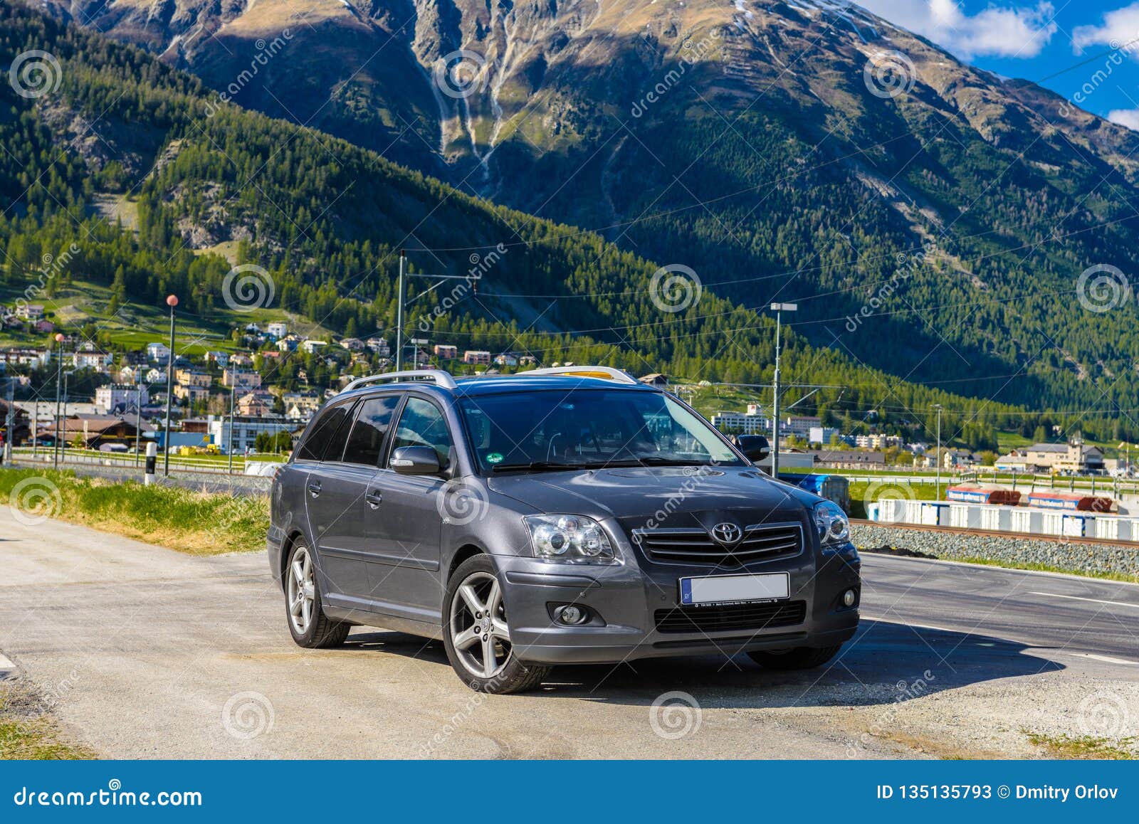 Toyota Avensis T25 in Alps Mountains, Samedan, Maloja, Graubuend Editorial  Stock Photo - Image of peak, color: 135135793