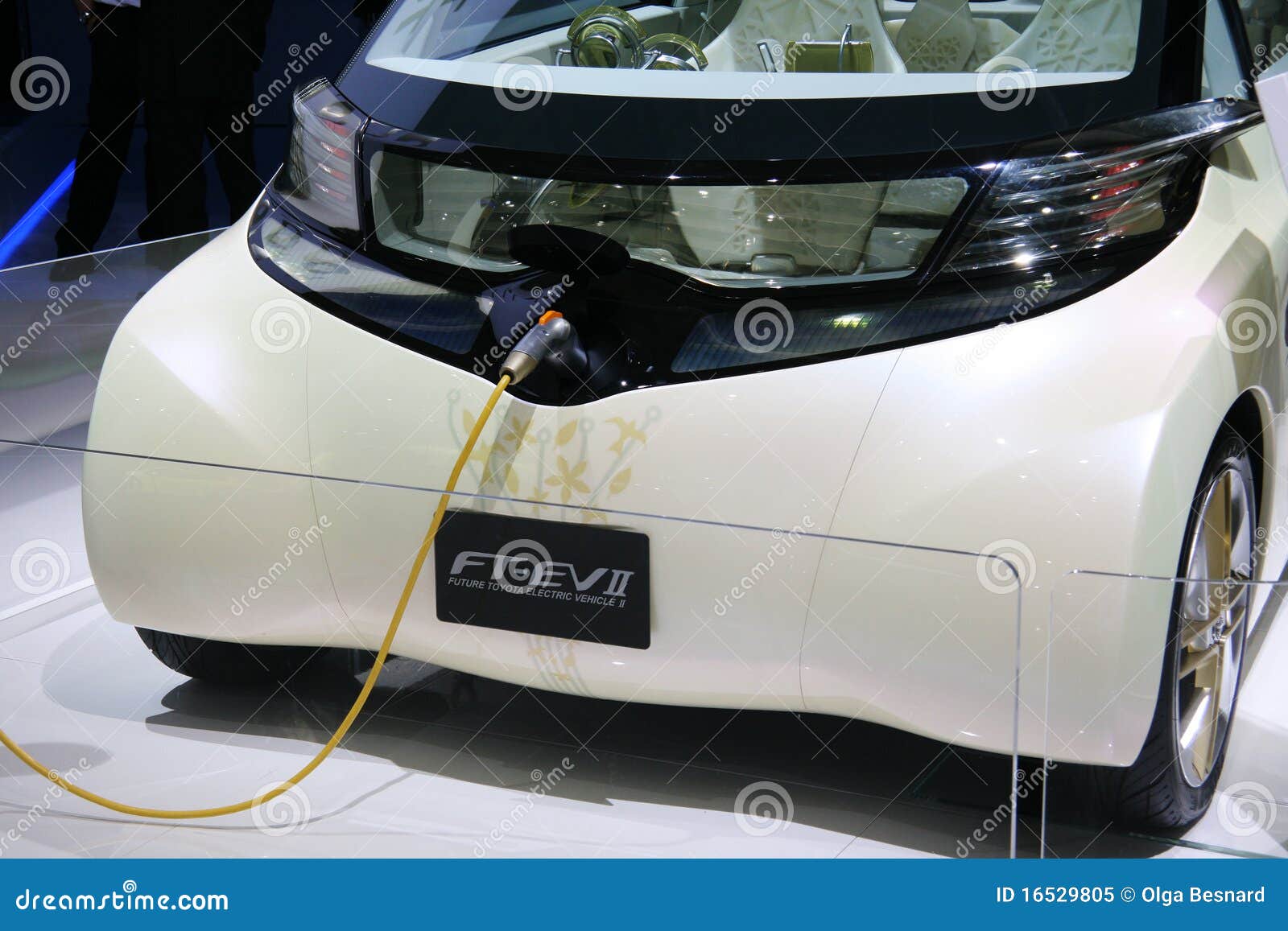 Toyota FT-EV II concept at Paris Motor Show. PARIS - OCTOBER 11: Closeup of the Toyota FT-EV II concept electric automobile rare part at the Paris Motor Show 2010 at Porte de Versailles, on October 11, 2010 in Paris, France