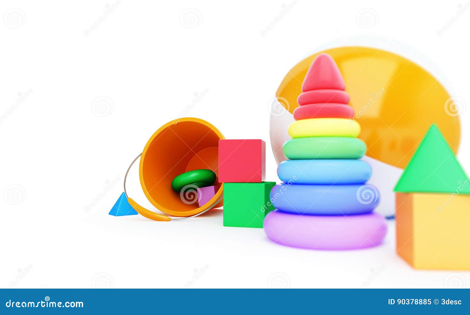 toys alphabet cube, beach ball, pyramid 3d 