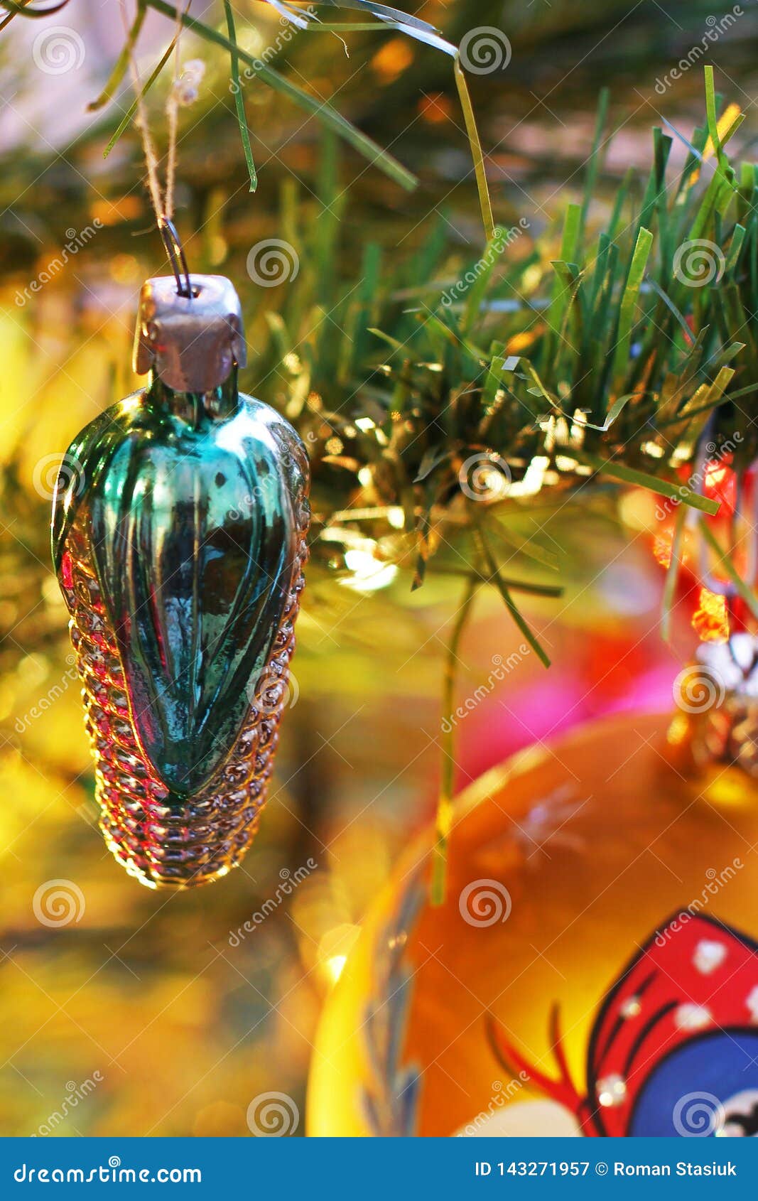 Toys on the Christmas Tree. New Year Decorations Stock Image Image of