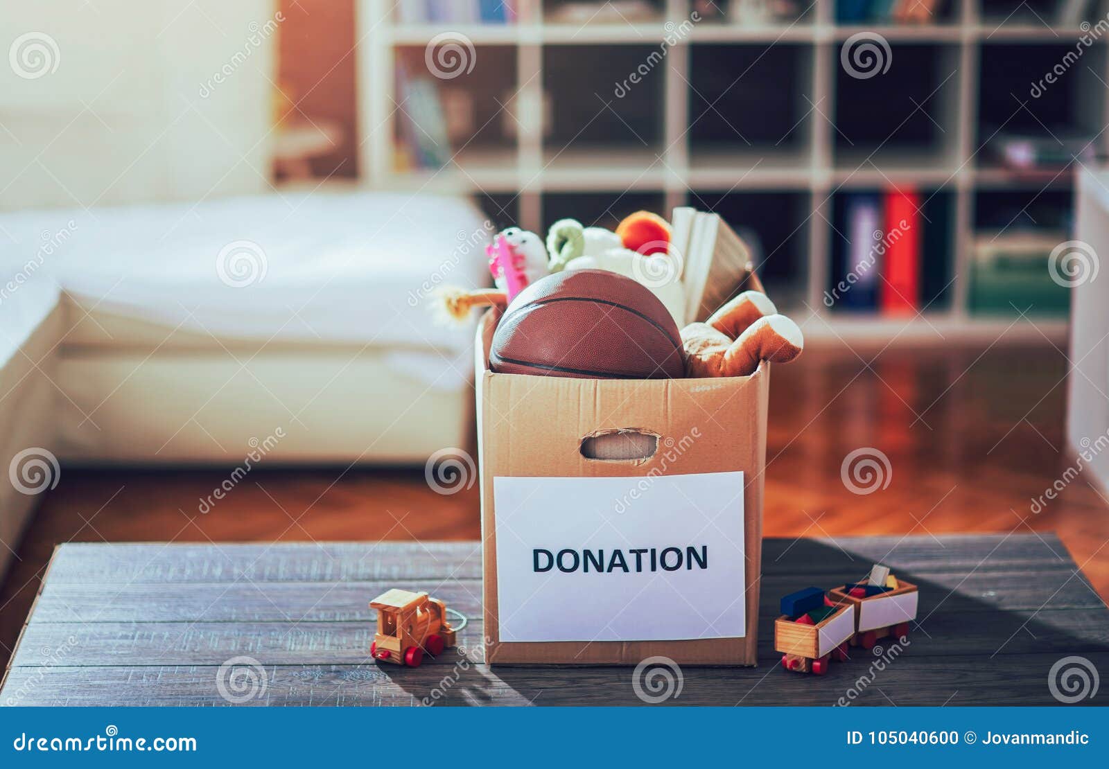 Toys donations box stock photo. Image of table, charity 105040600