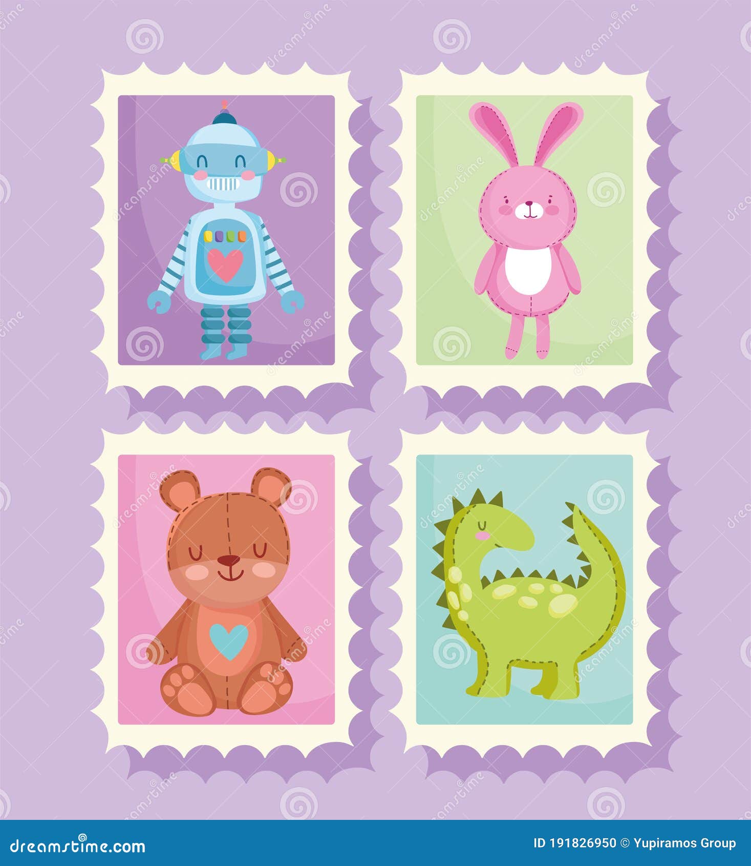 Toys Object for Small Kids Cartoon Robot Rabbit Bear and Dinosaur Animals and Ball Post Stamp Design Stock Vector - Illustration of educational, play: 191826950 Toys Object for Small Kids Cartoon Robot Rabbit Bear and Dinosaur Animals and Ball Post Stamp Design Stock Vector - Illustration of educational, play: 191826950