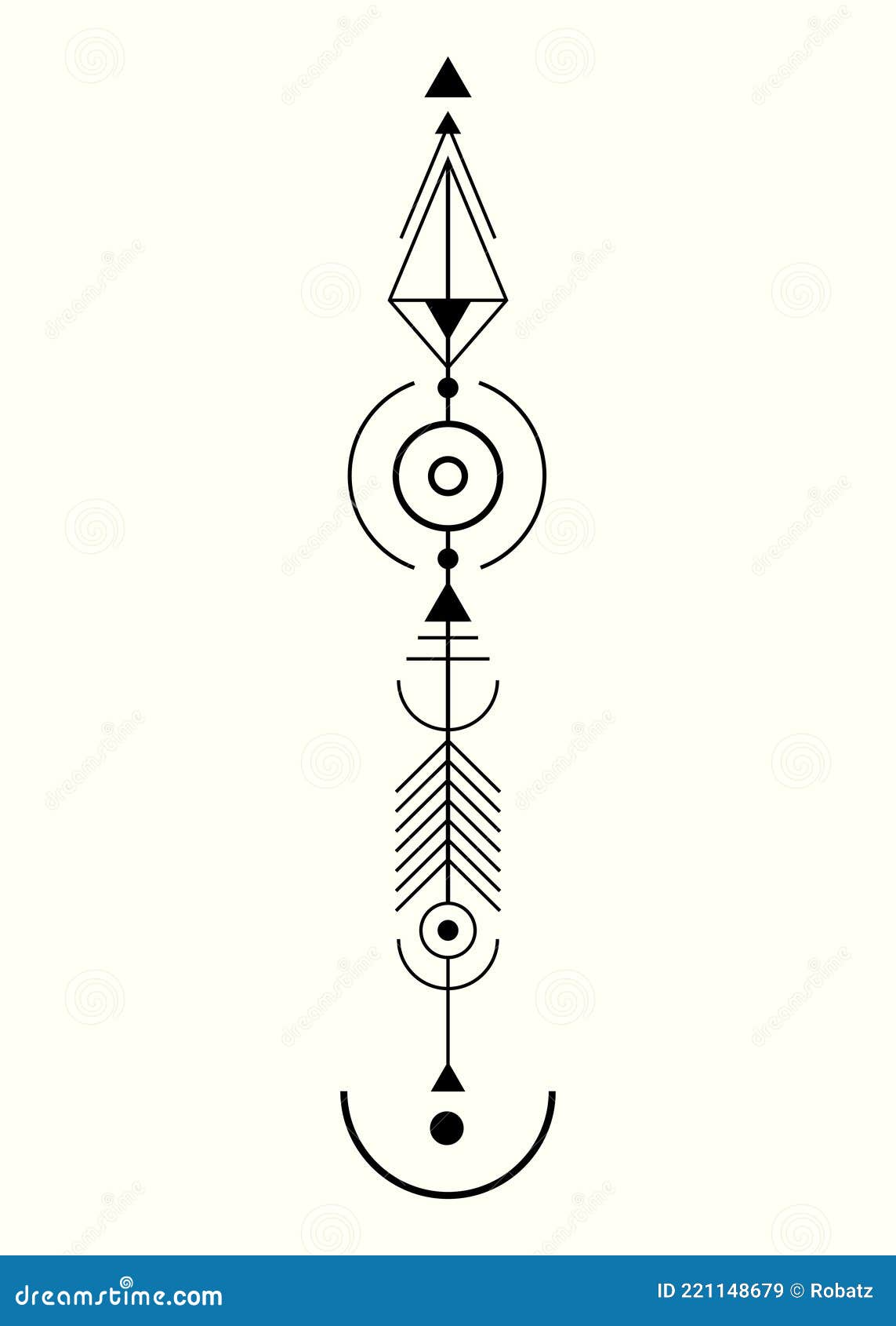 Graphic Arrow for Tattoo Design. Vector Minimalist Totem, Sacred Geometry, Hipster Design Elements. Vector Art, Clipart Stock Vector - Illustration of elements, arrows: 221148679