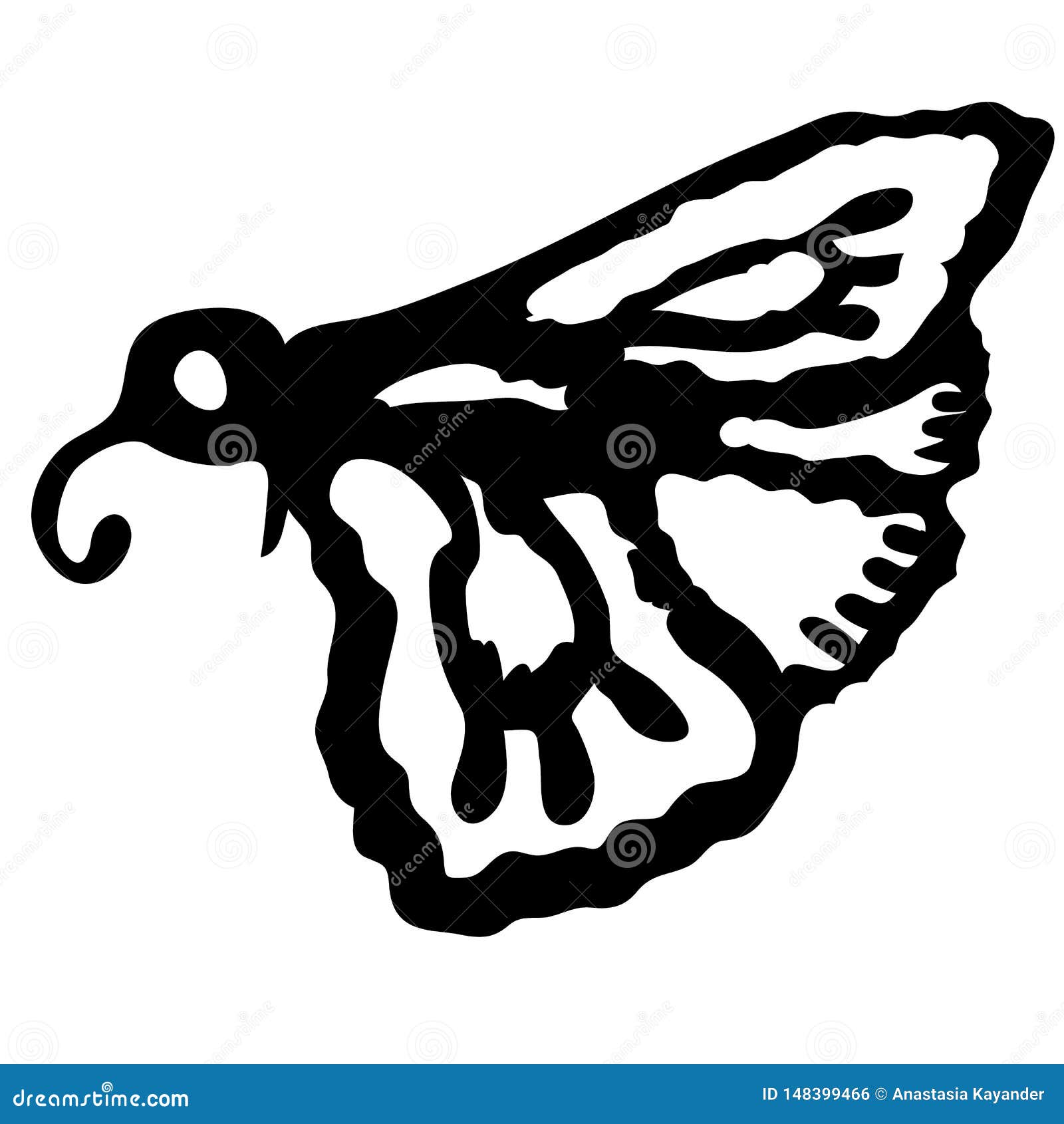 Moth, night butterfly. Insect pest moth single icon in black style vector symbol stock isometric illustration web. Mole insect vector illustration. Doodle style for Design print, decor textile or paper