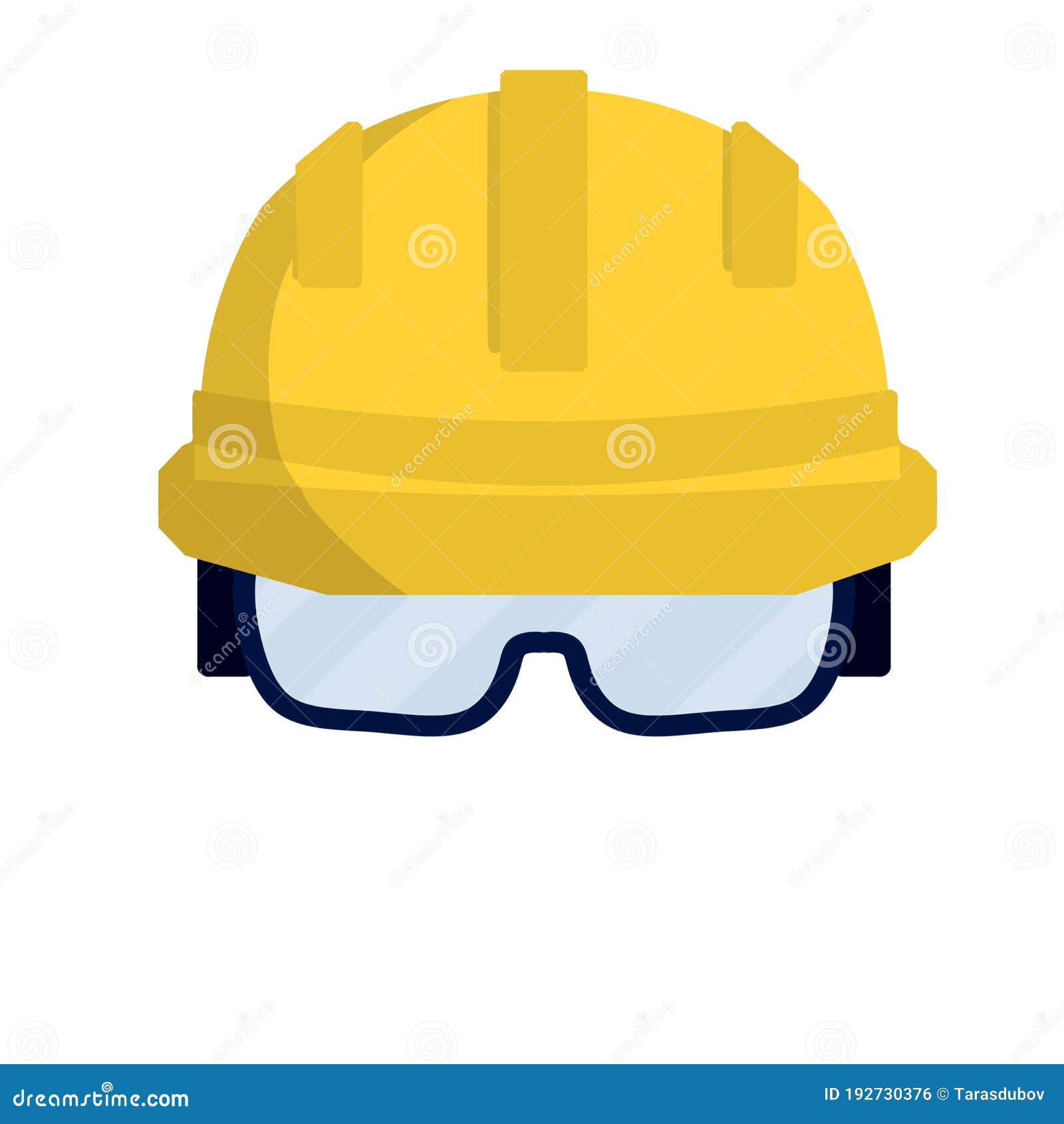 Trabajador Del Casco Amarillo. Constructor De Gafas De Seguridad.  Ilustración Plana De Dibujos Animados. Trabajos De Reparación E Ilustración  del Vector - Ilustración de vector, objeto: 192730376