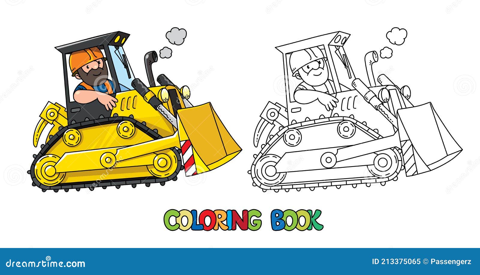 Ilustração de livro de colorir infantil pequeno trator