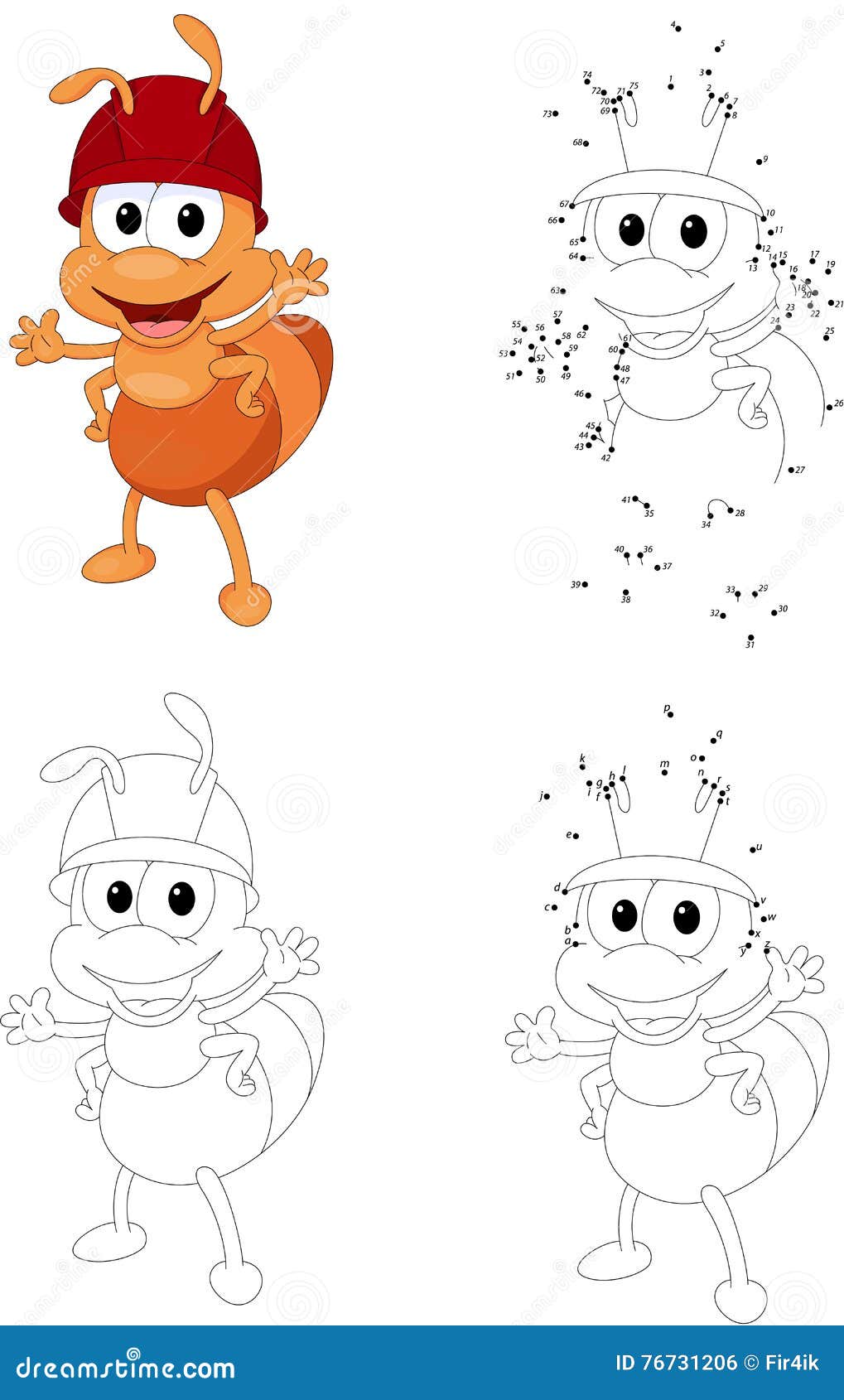 Conjunto de desenhos animados para crianças para colorir livro