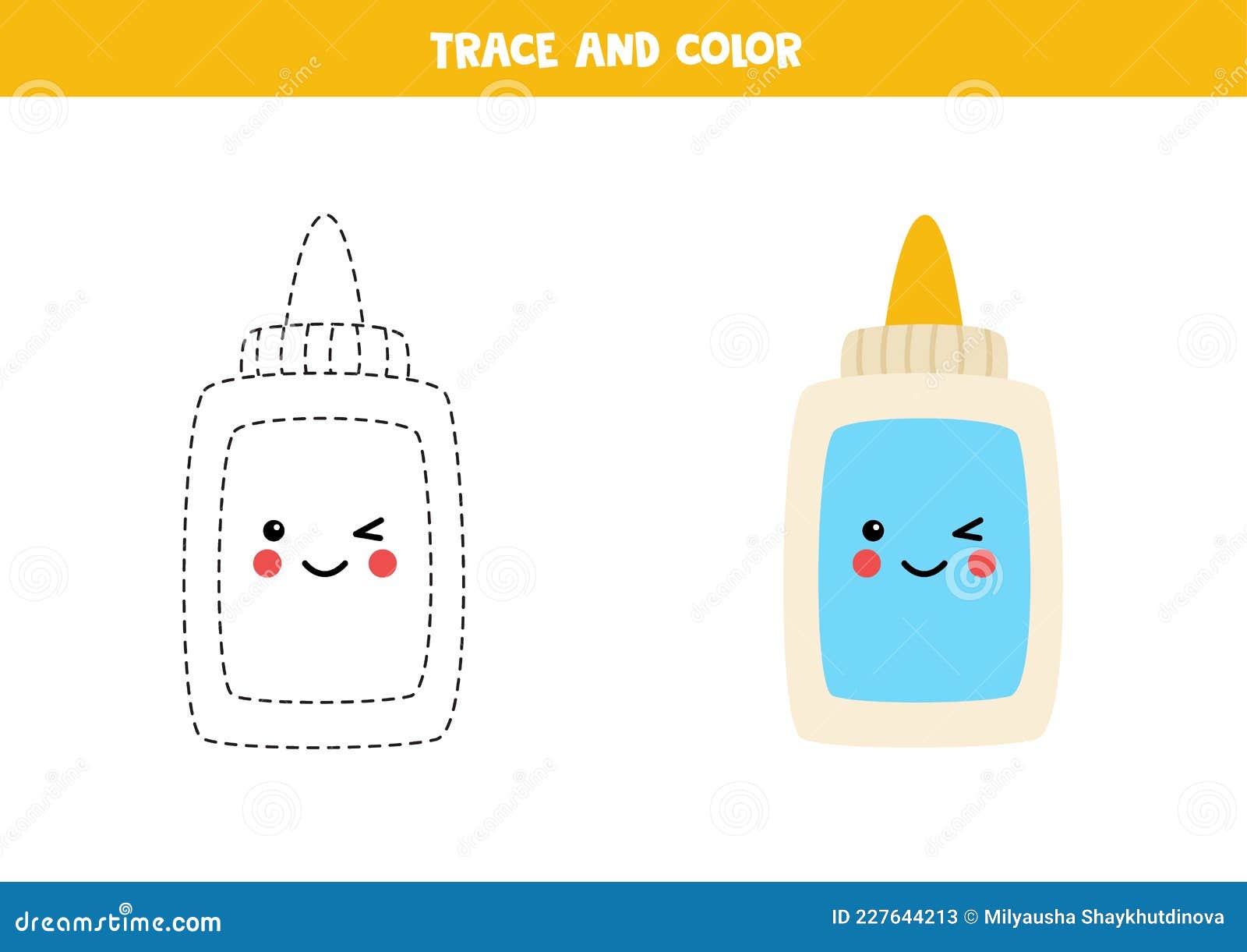 Trace Et Couleur Jolie Colle Kawaii. Feuille De Calcul Pour