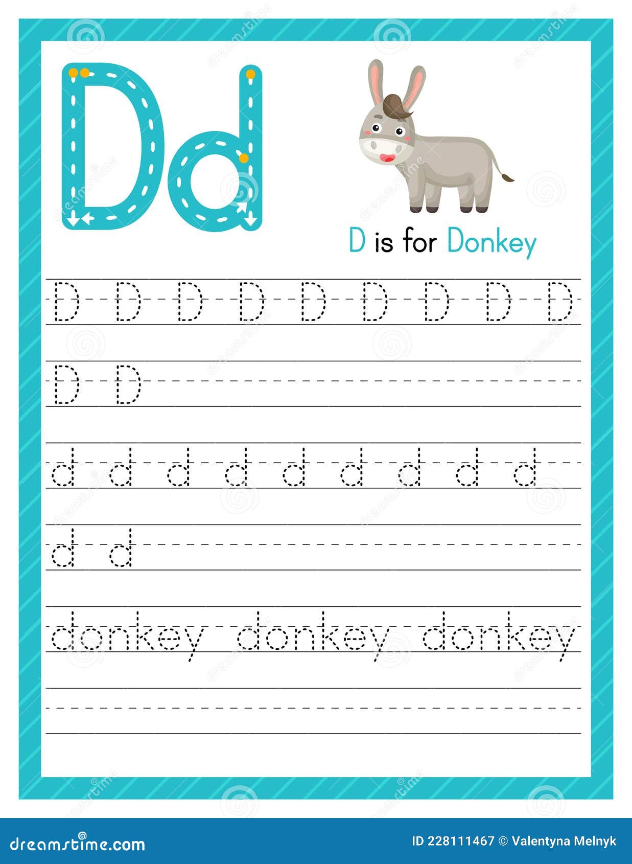 Trace Letter D Uppercase and Lowercase. Alphabet Tracing Practice ...