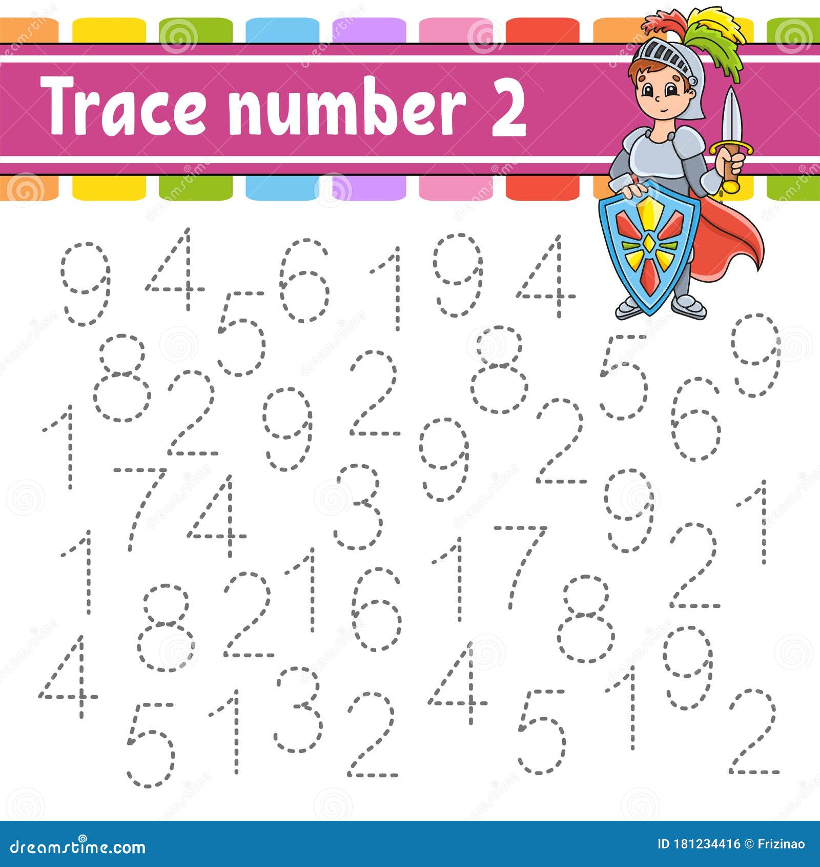 Trace Number '2' Worksheet for FREE for Kids