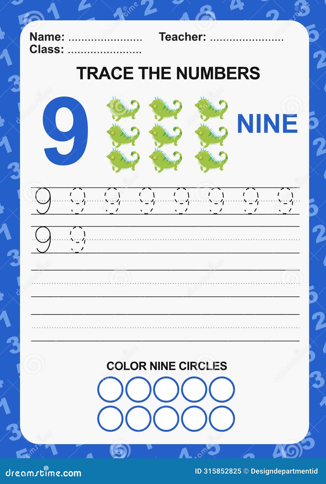 trace and write number for children. exercise for children to recognize the number