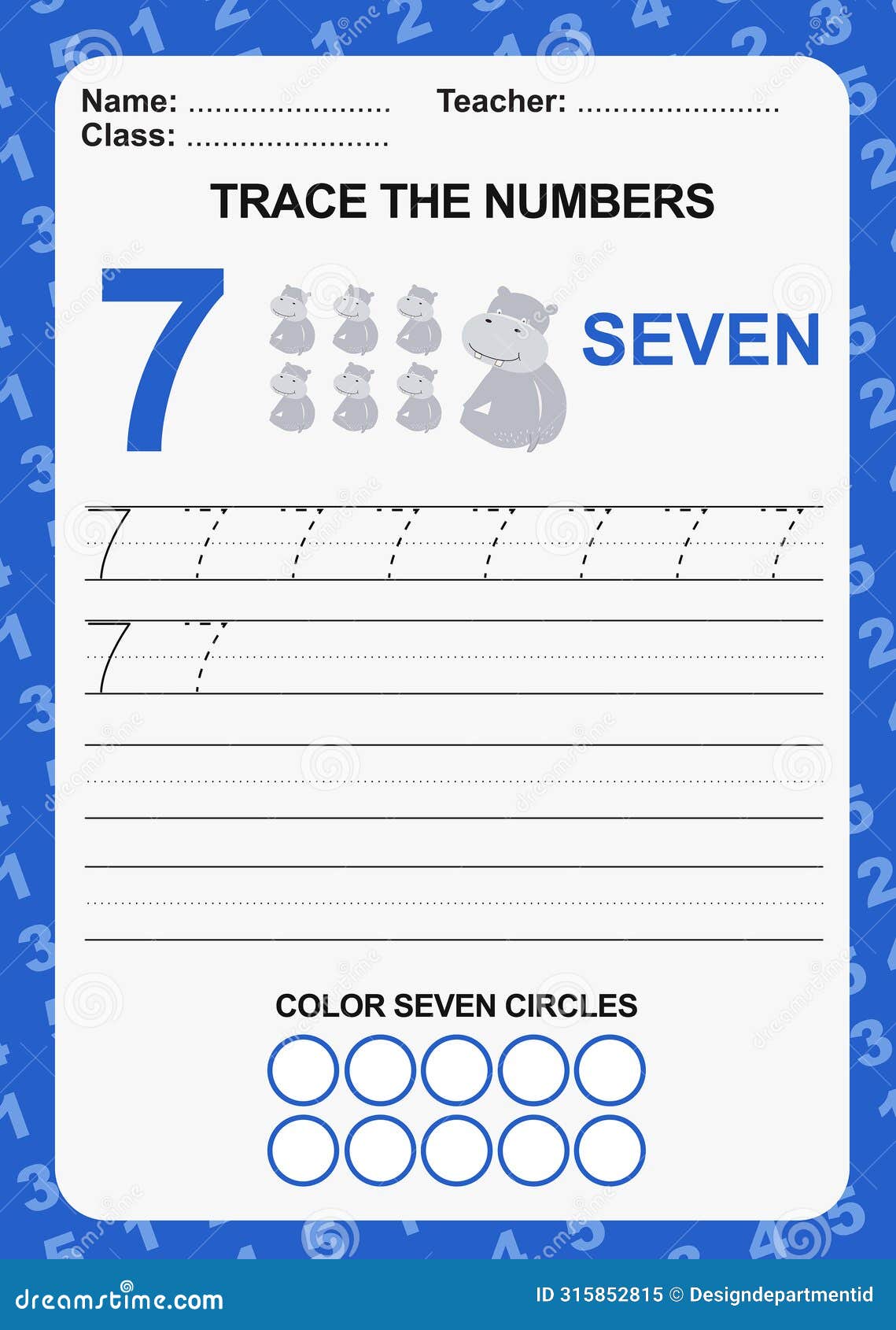 trace and write number for children. exercise for children to recognize the number