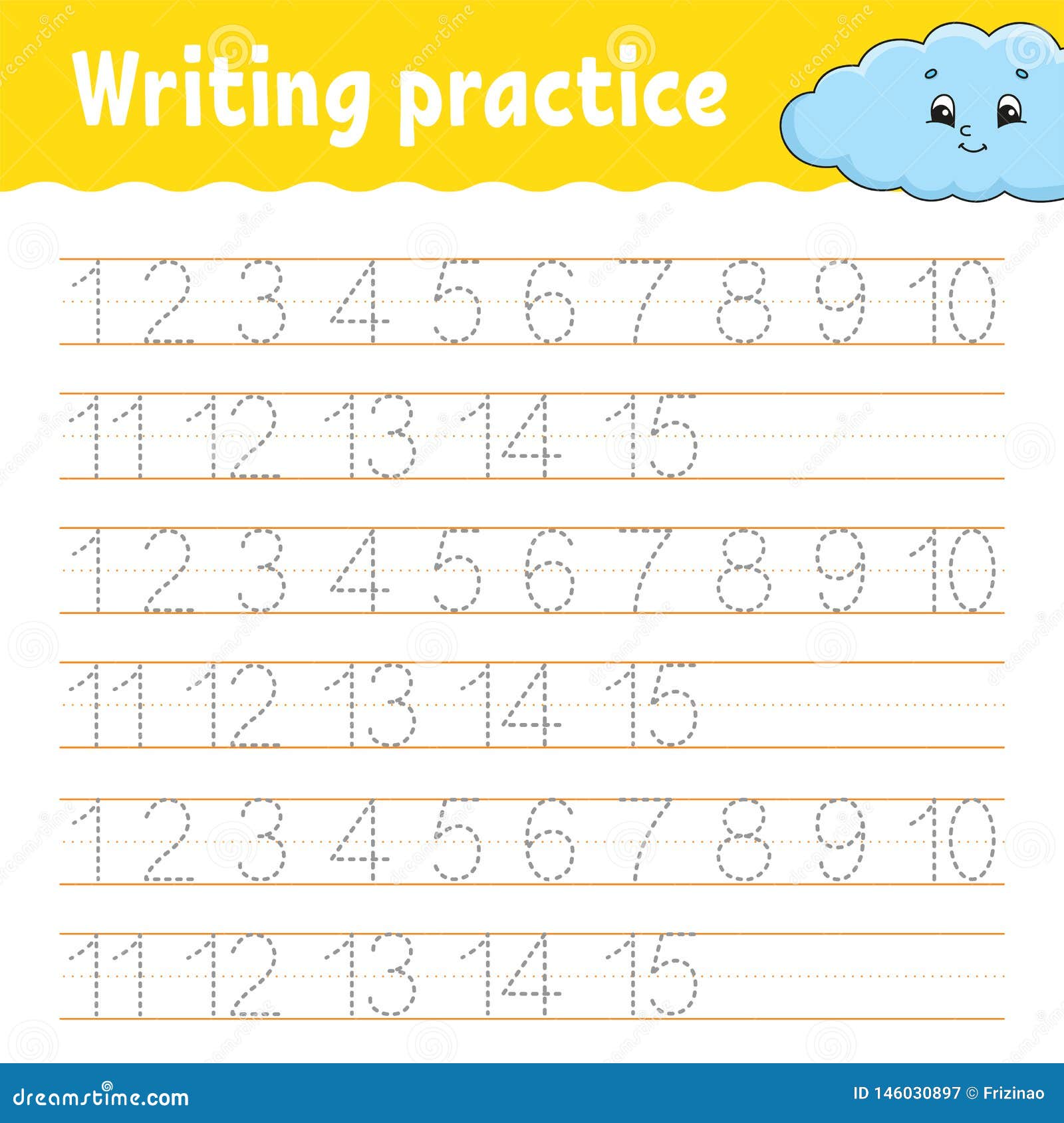 Trace and Write. Handwriting Practice. Learning Numbers for Kids