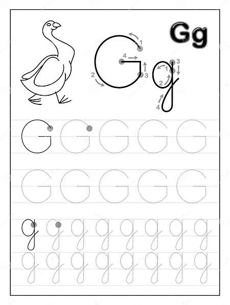 Tracing Alphabet Letter G. Black and White Educational Pages on Line ...