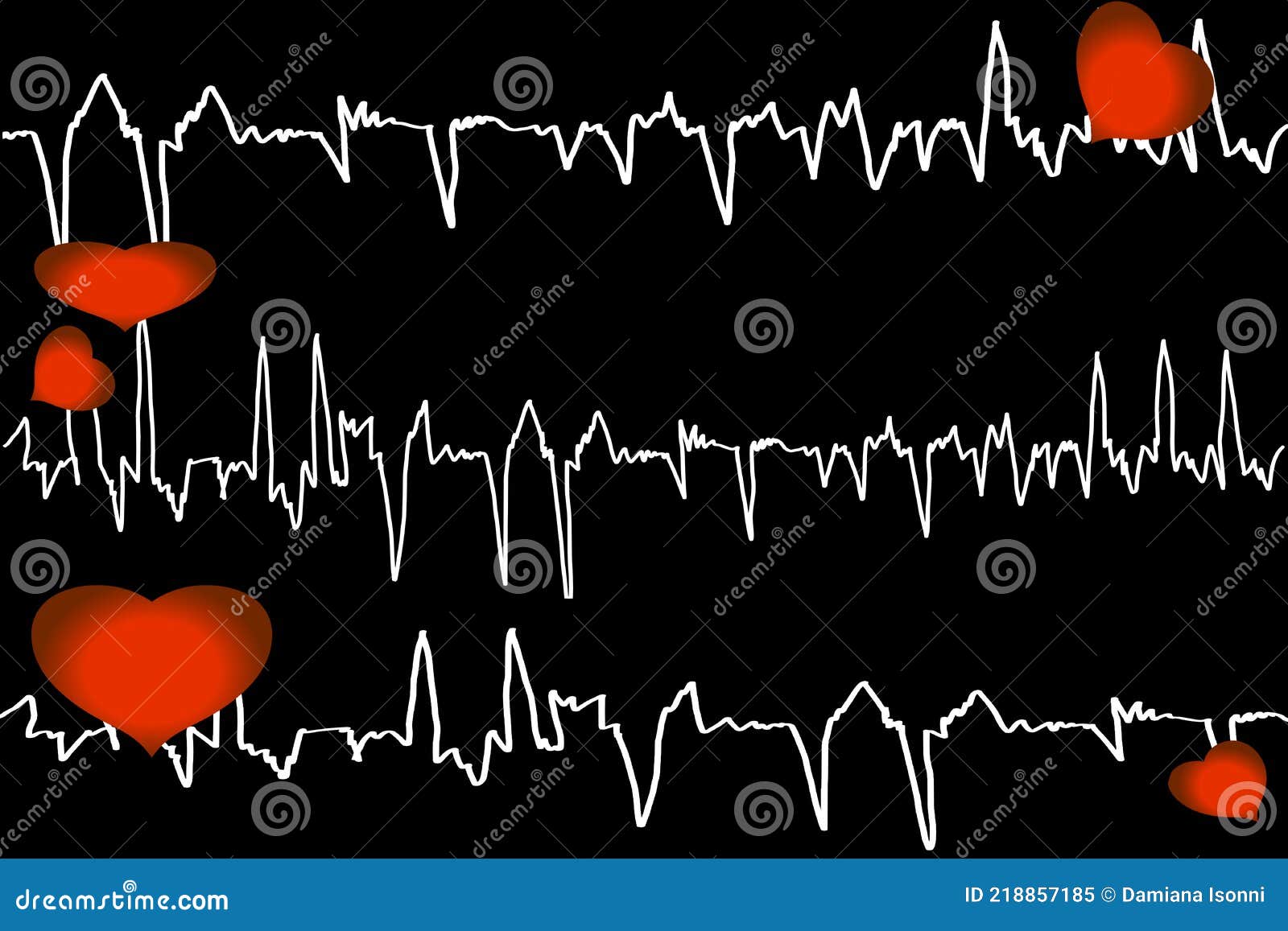 tracing of the cardiogram with heart