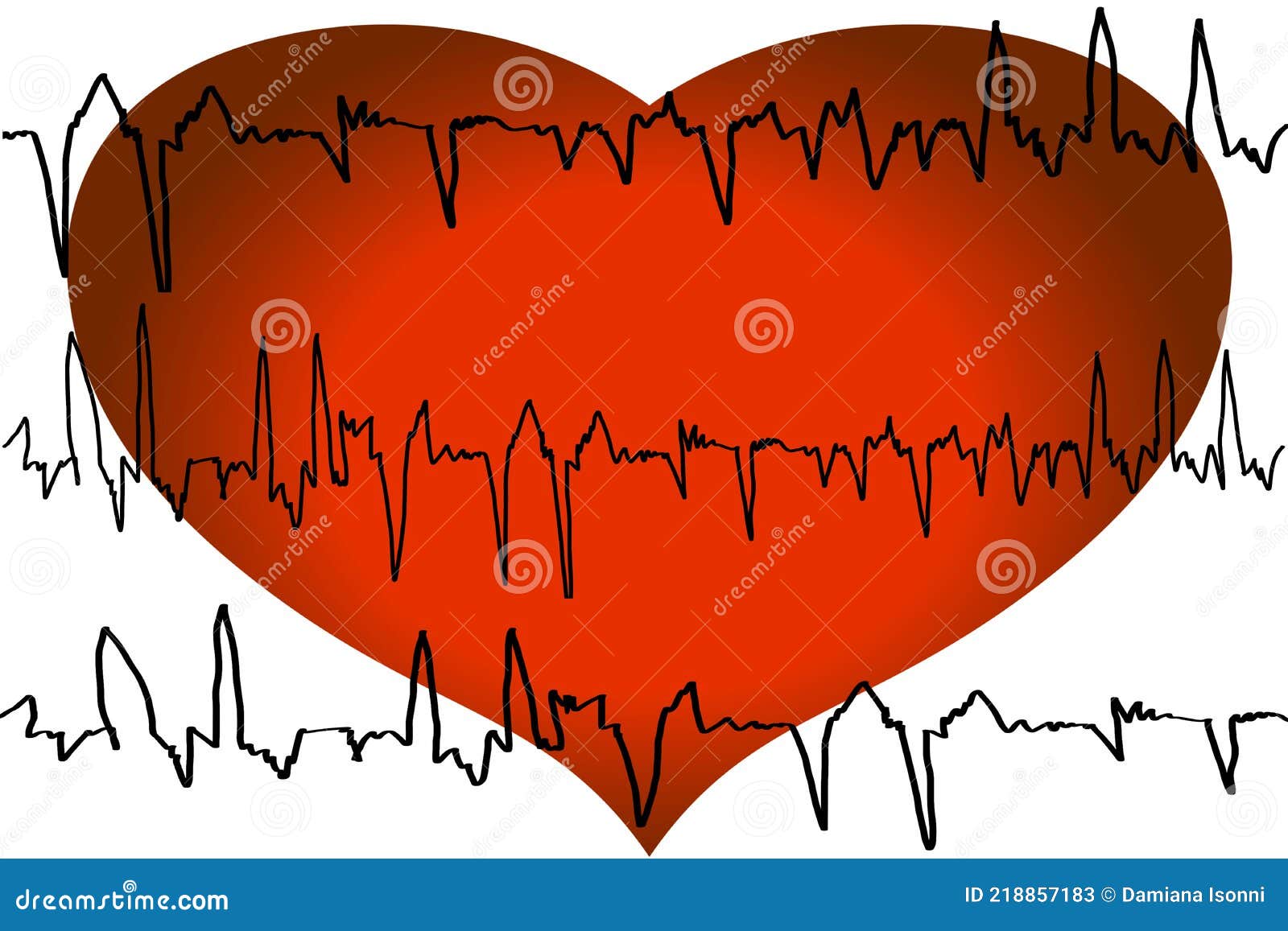 tracing of the cardiogram with heart
