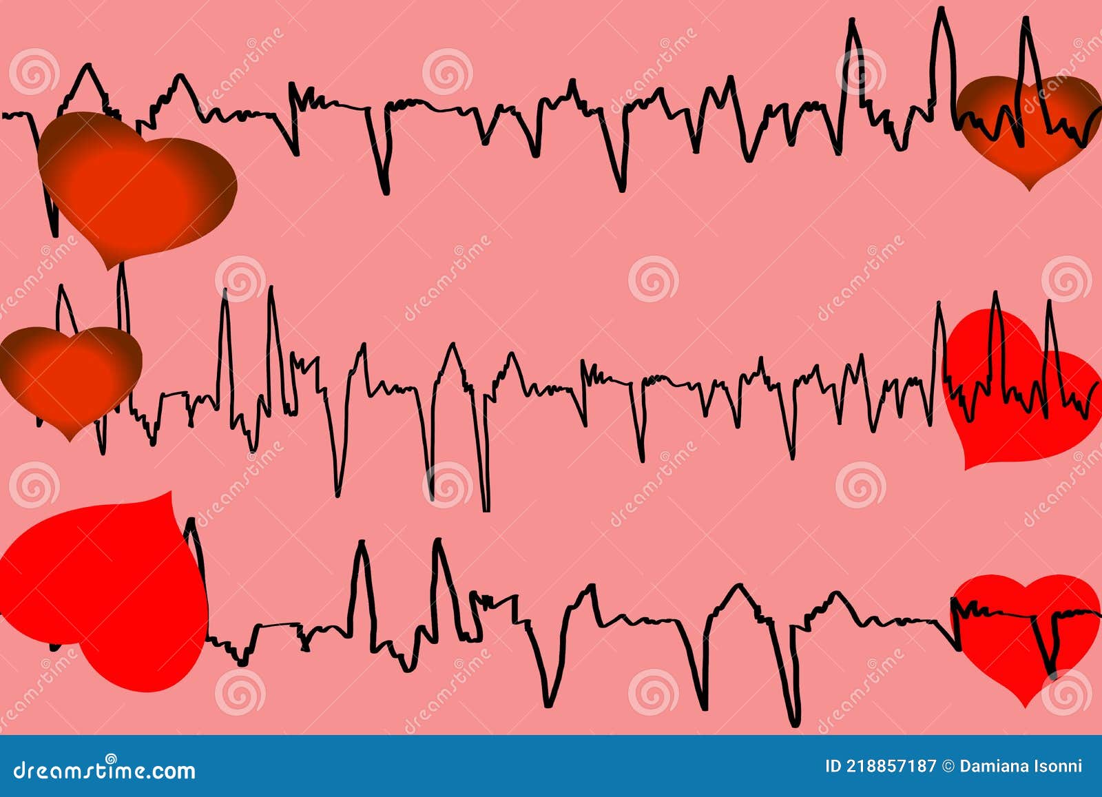 tracing of the cardiogram with heart