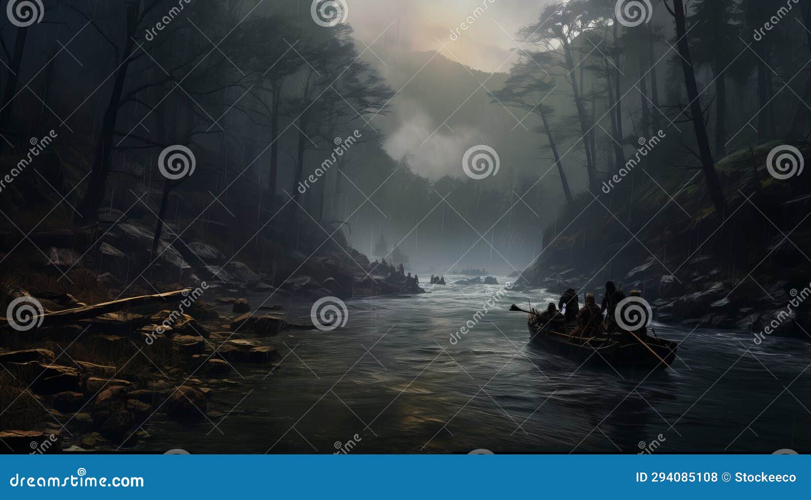 tracing the important line: a moody river in a forest